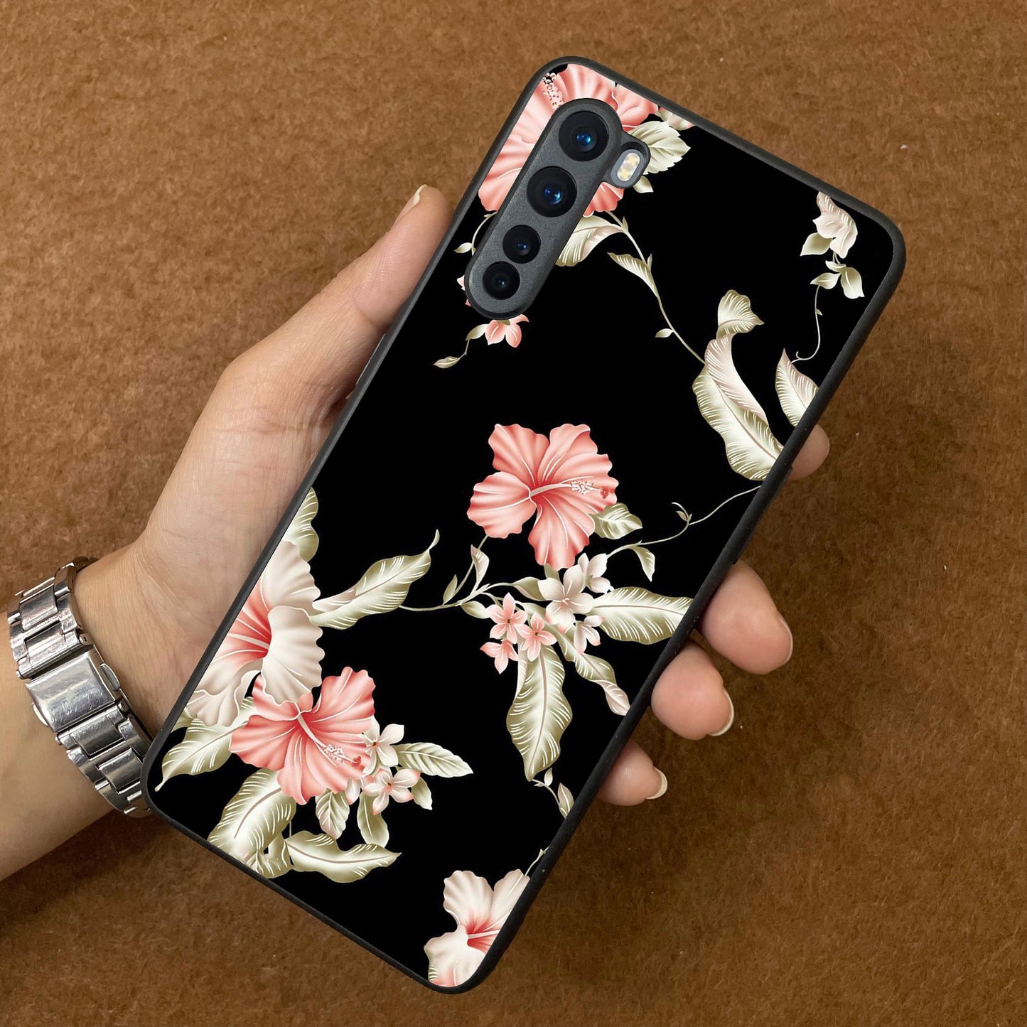 Retro Floral Glossy Metal Case Cover For OnePlus - ShopOnCliQ