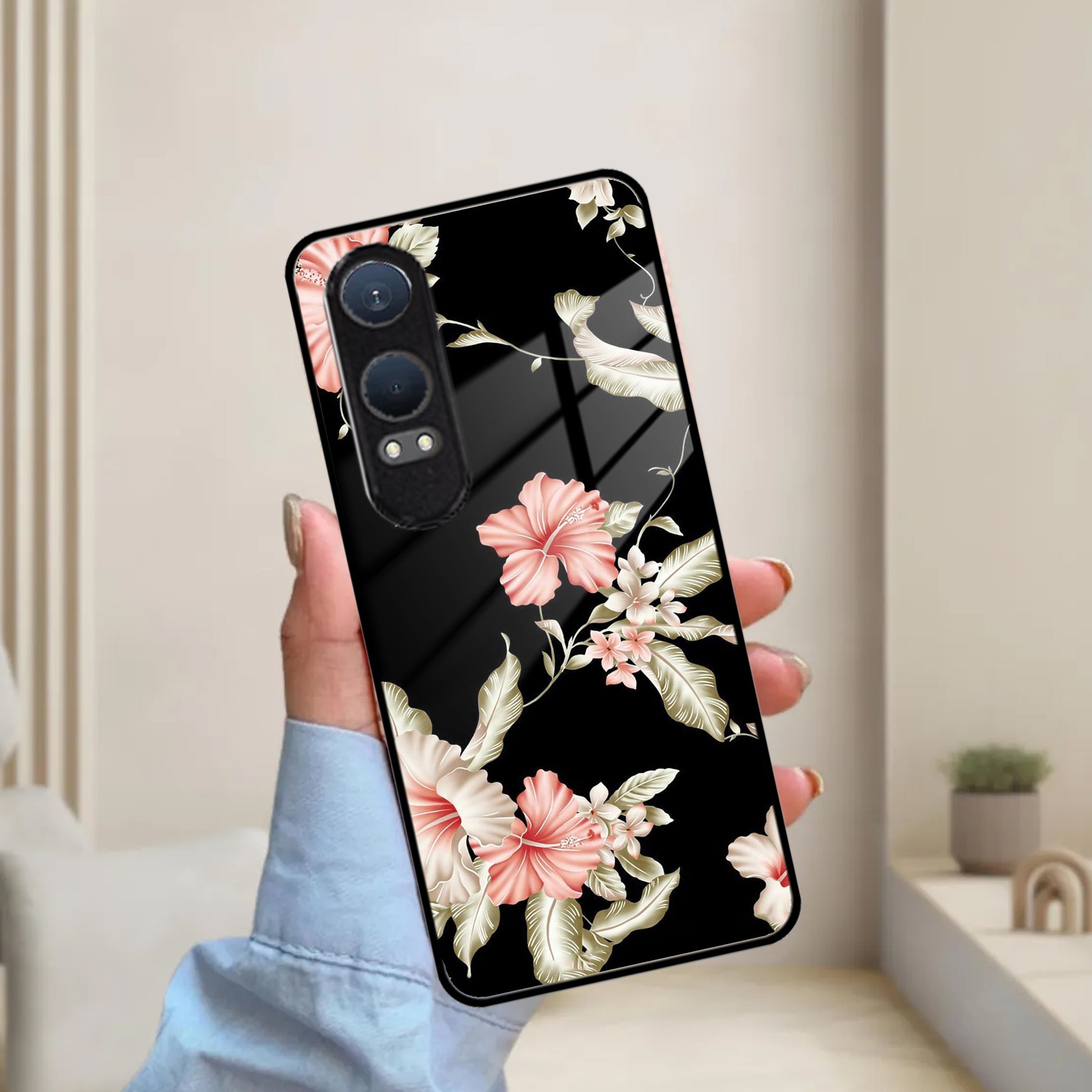 Retro Floral Glossy Metal Case Cover For OnePlus - ShopOnCliQ