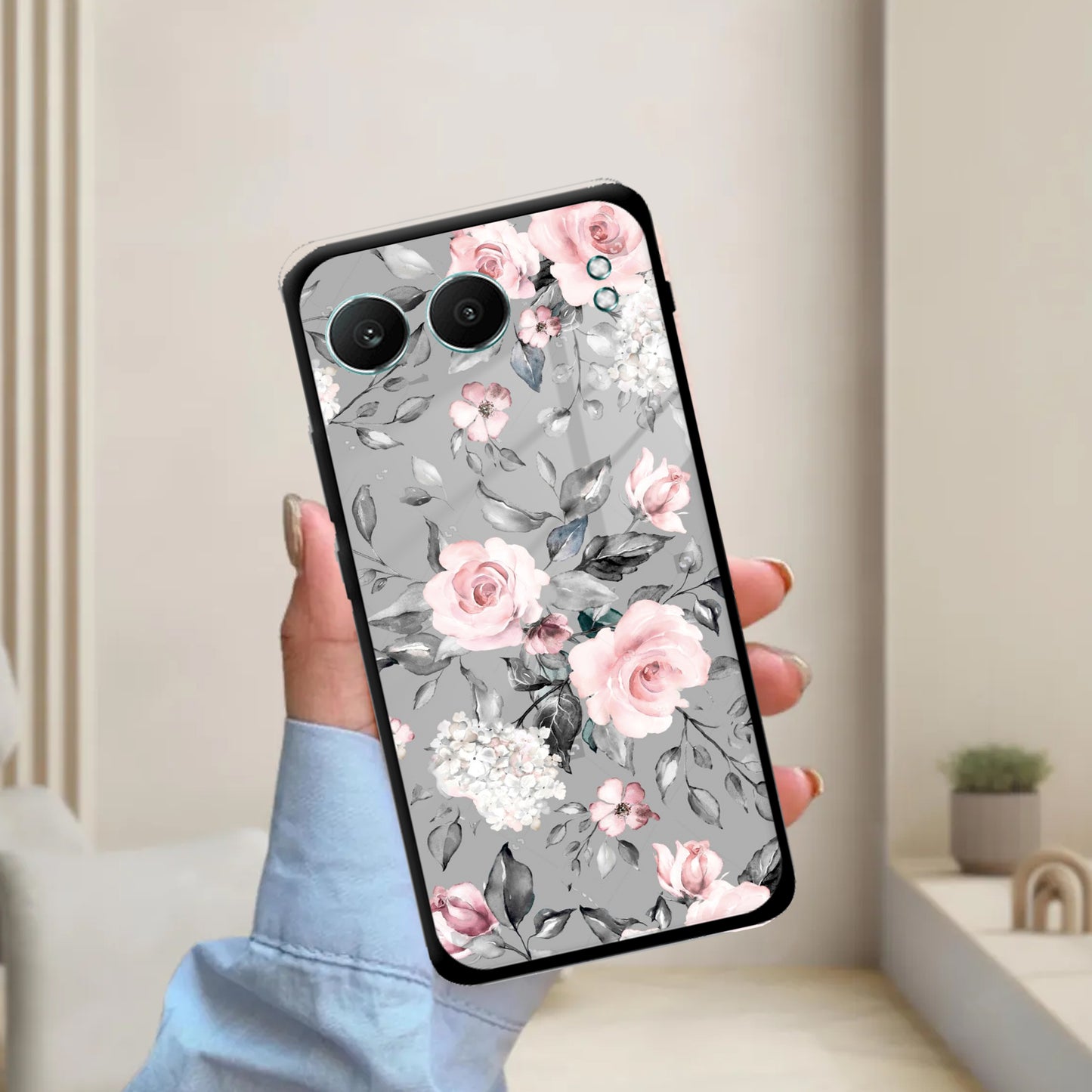 Retro Floral Glossy Metal Case Cover For OnePlus ShopOnCliQ