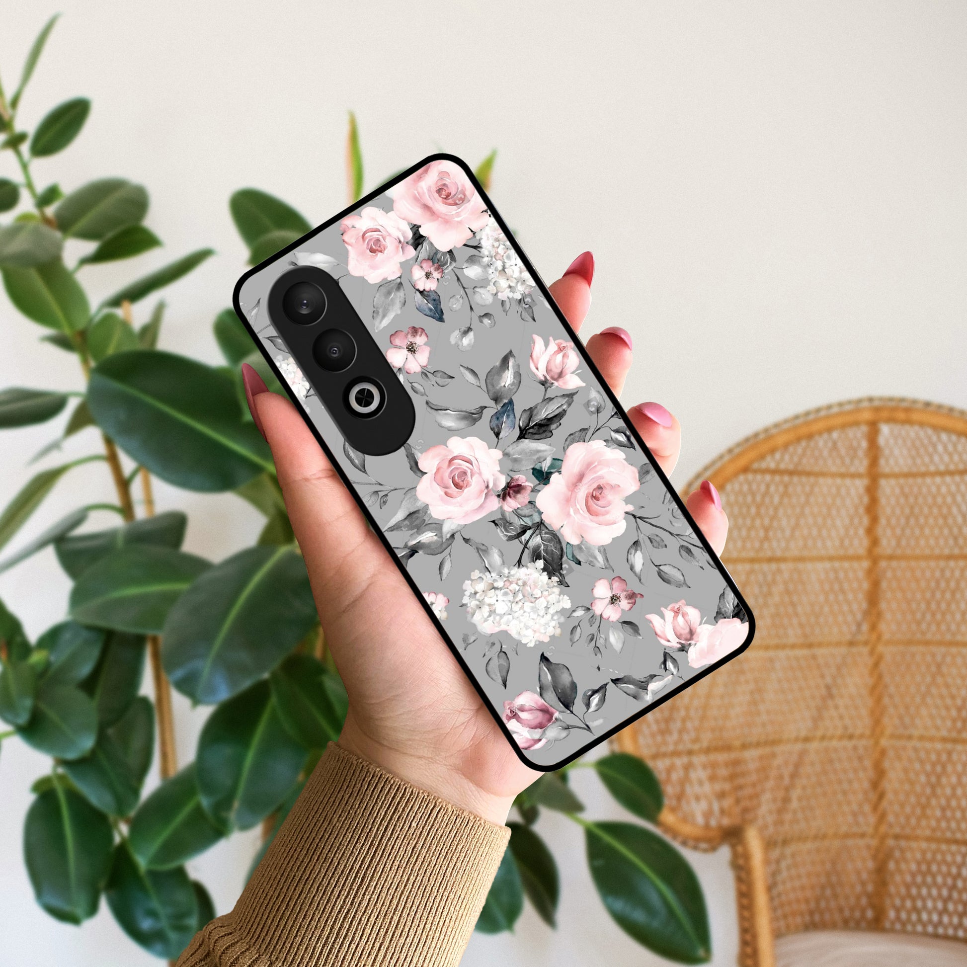 Retro Floral Glossy Metal Case Cover For OnePlus ShopOnCliQ