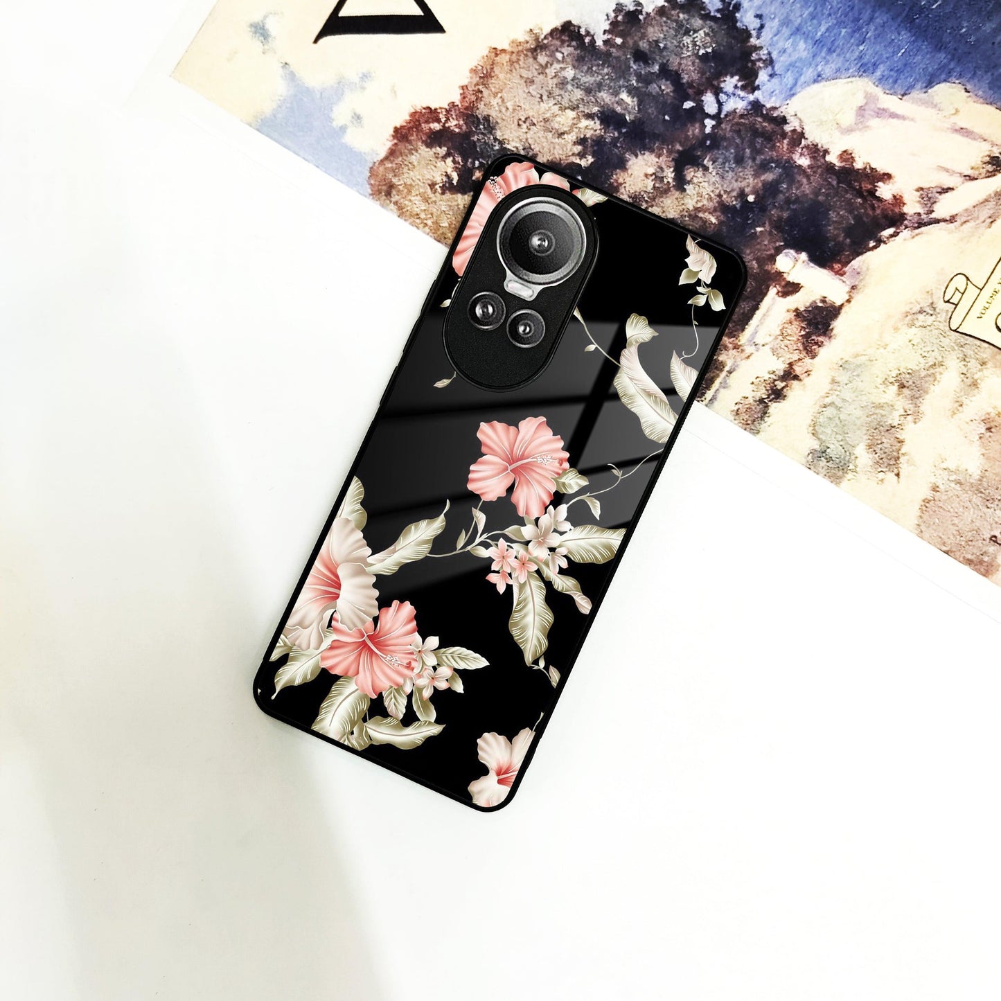 Retro Floral Glossy Metal Case Cover For Oppo - ShopOnCliQ