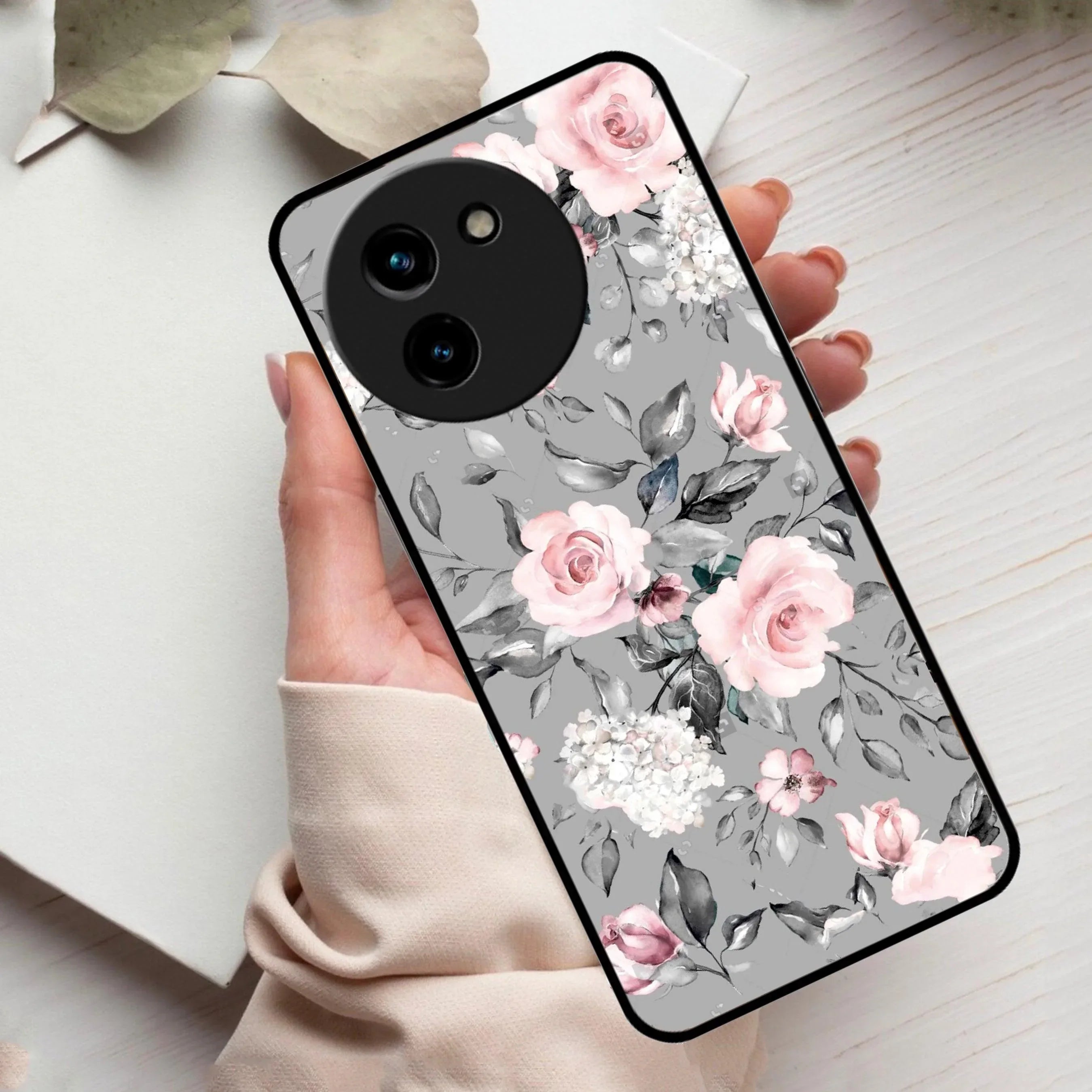 Retro Floral Glossy Metal Case Cover V2 For Vivo - ShopOnCliQ