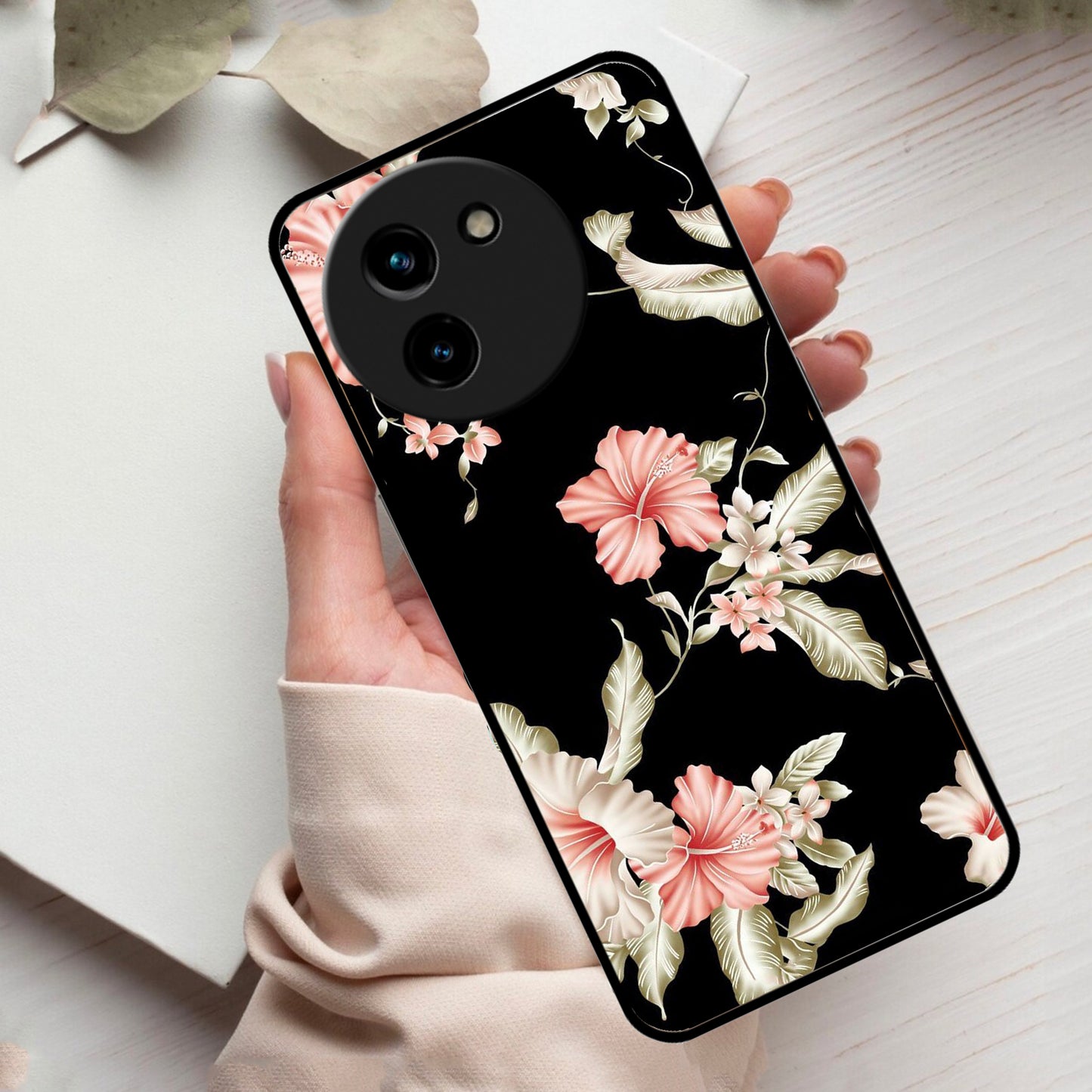 Retro Floral Glossy Metal Case Cover For Vivo ShopOnCliQ