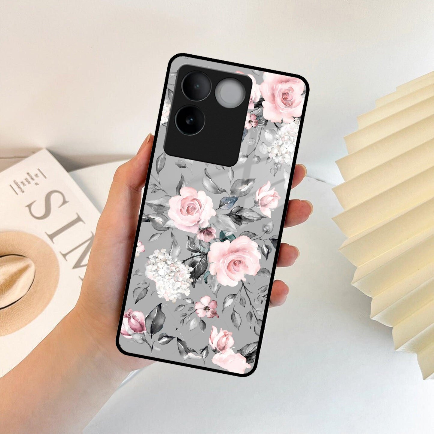 Retro Floral Glossy Metal Case Cover For Vivo ShopOnCliQ