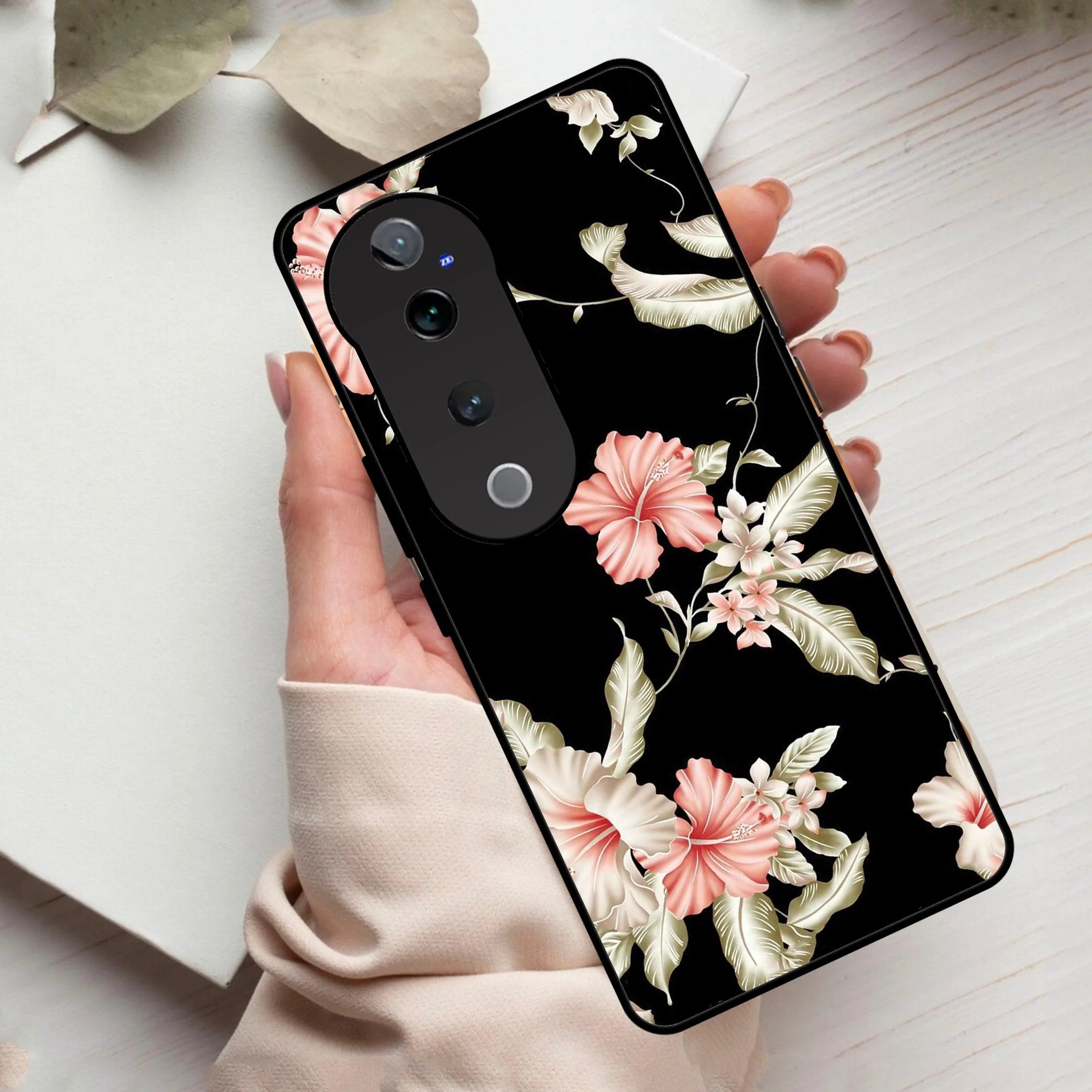 Retro Floral Glossy Metal Case Cover For Vivo - ShopOnCliQ