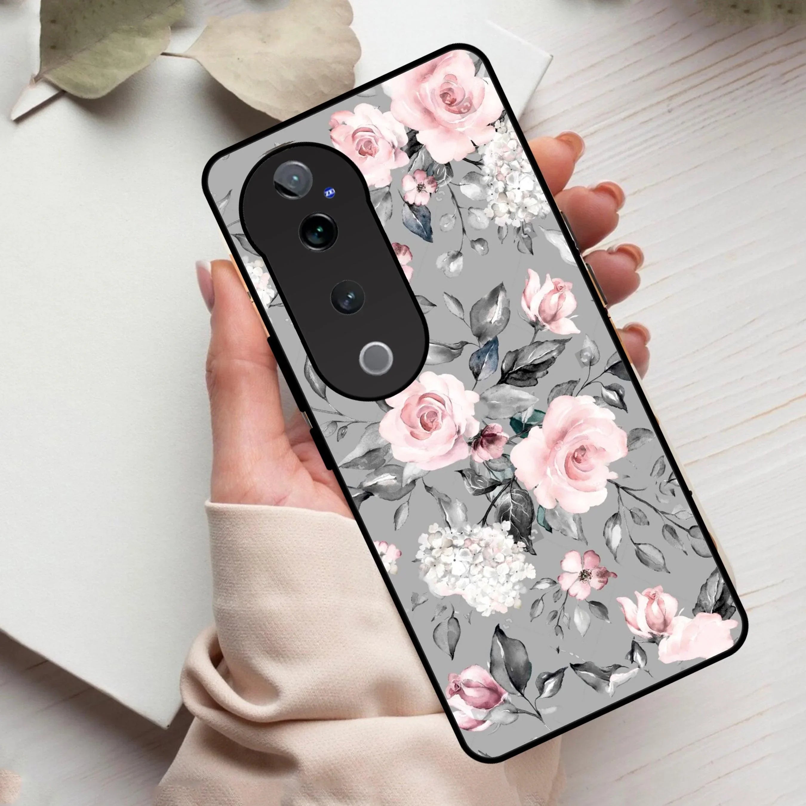 Retro Floral Glossy Metal Case Cover V2 For Vivo - ShopOnCliQ