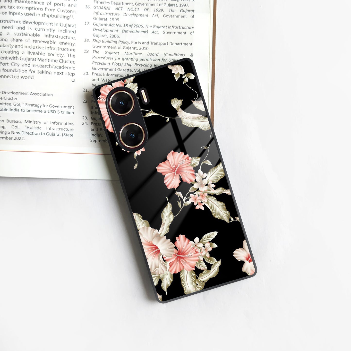 Retro Floral Glossy Metal Case Cover For Vivo ShopOnCliQ