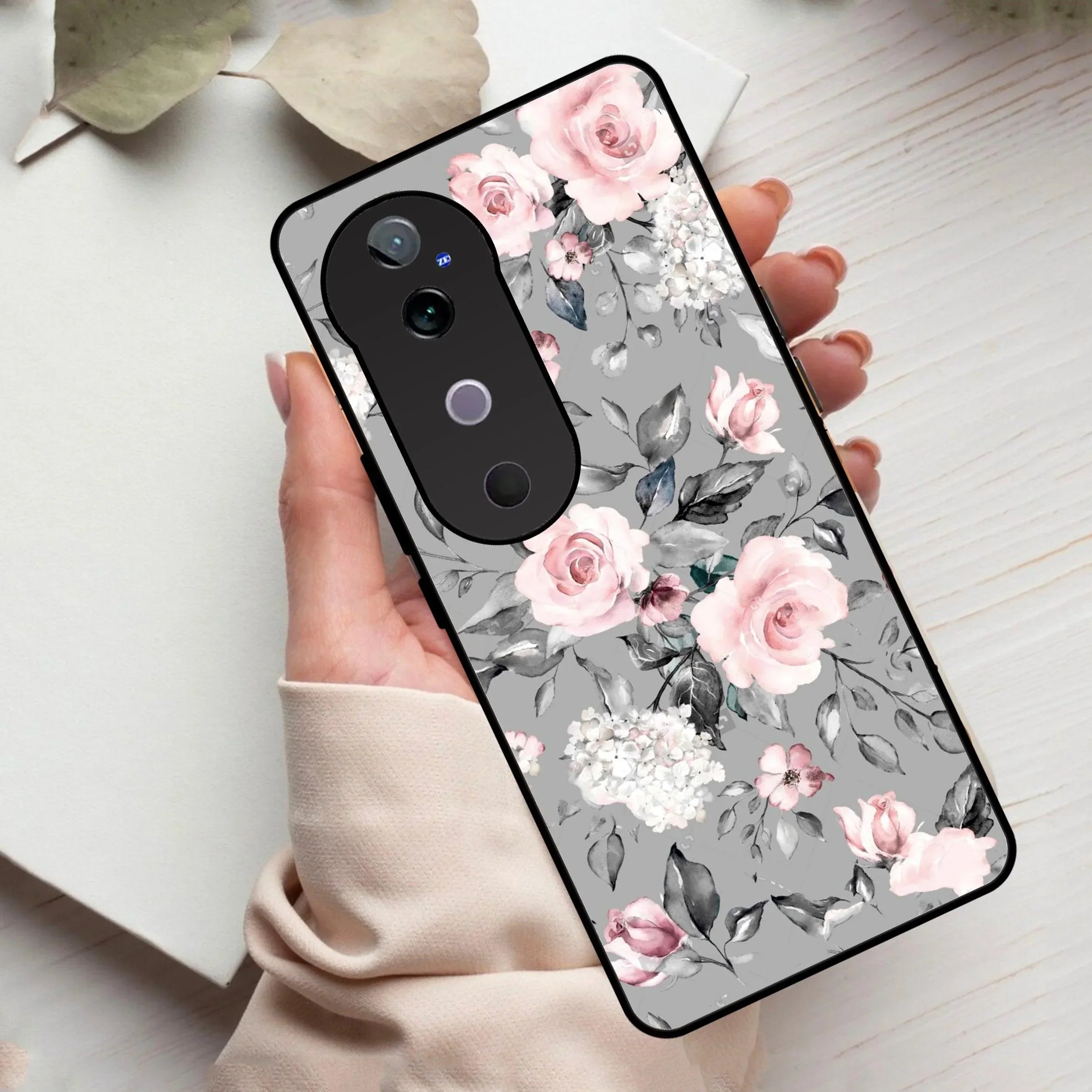 Retro Floral Glossy Metal Case Cover V2 For Vivo - ShopOnCliQ