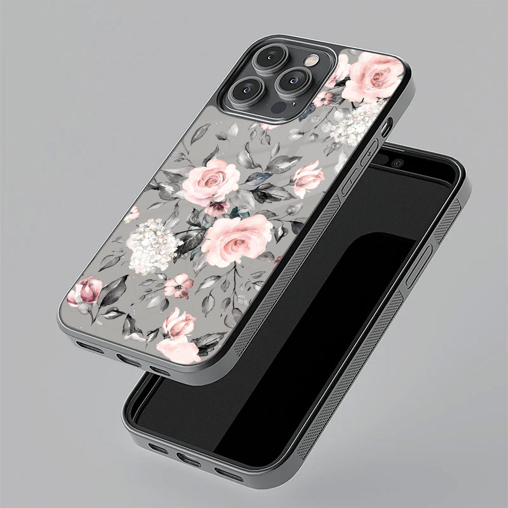 Retro Floral Glossy Glass Case Cover V2 For iPhone 17e