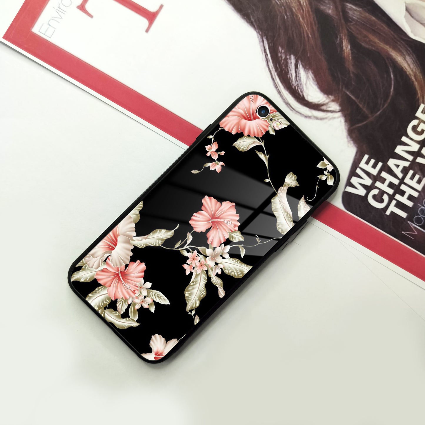 Retro Floral Glass Phone Case Cover iPhone