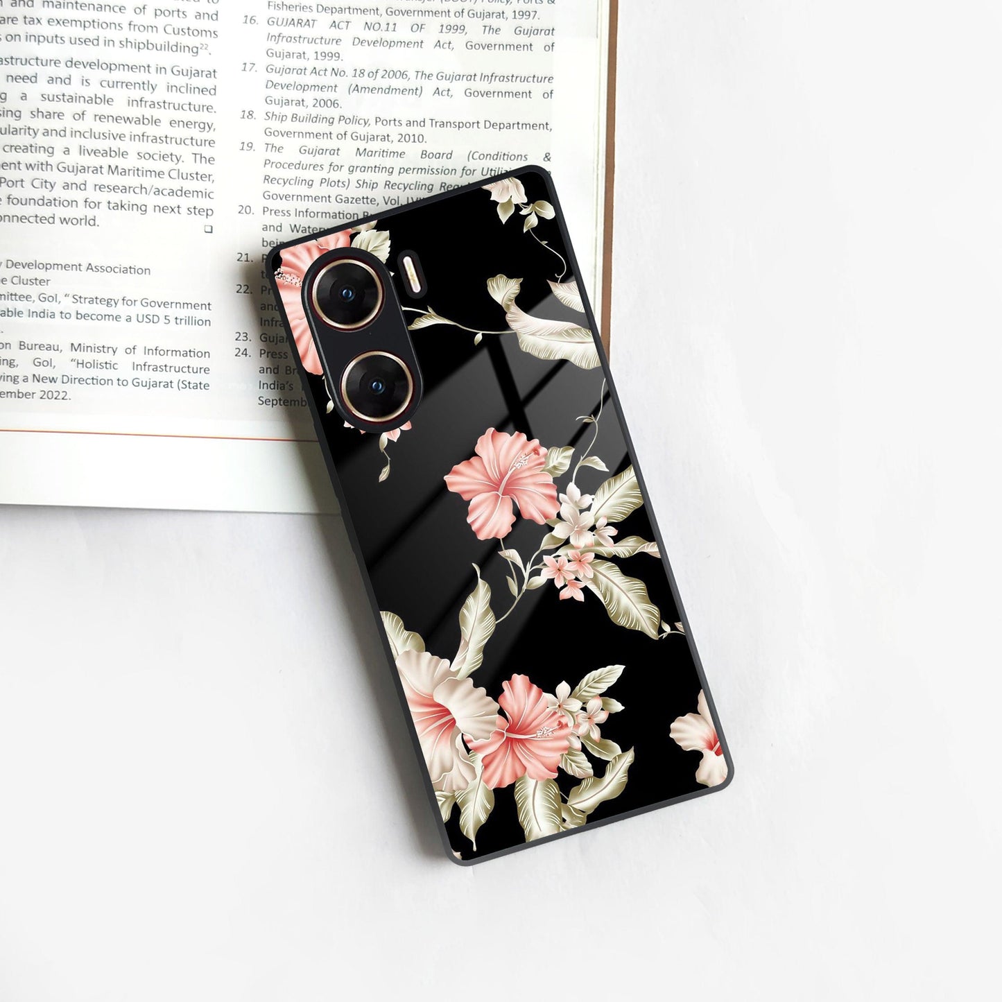 Retro Floral Glass Phone Case And Cover For Vivo