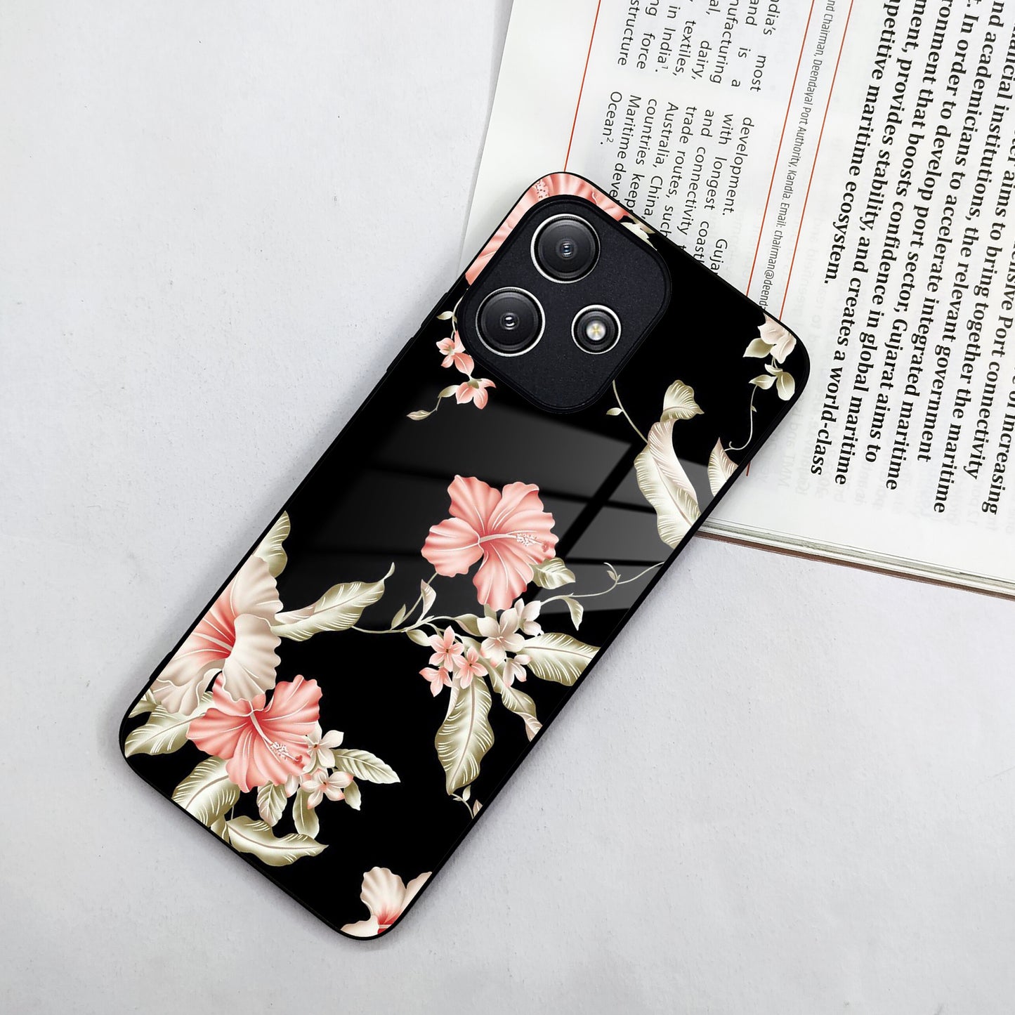 Retro Floral Glass Phone Case And Cover For Poco