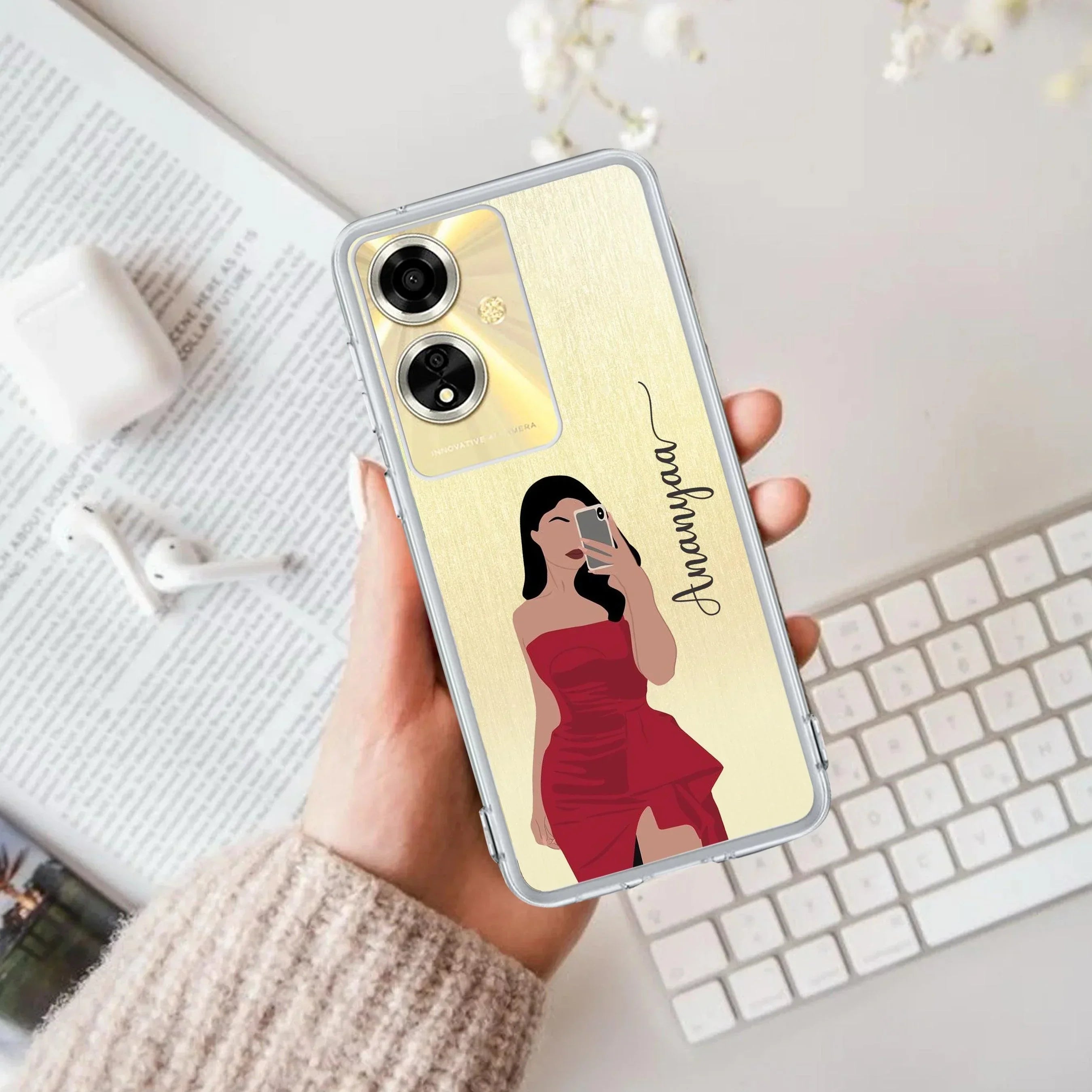 Scarlet Selfie Customize Anti Yellow Case For Oppo A59 5G