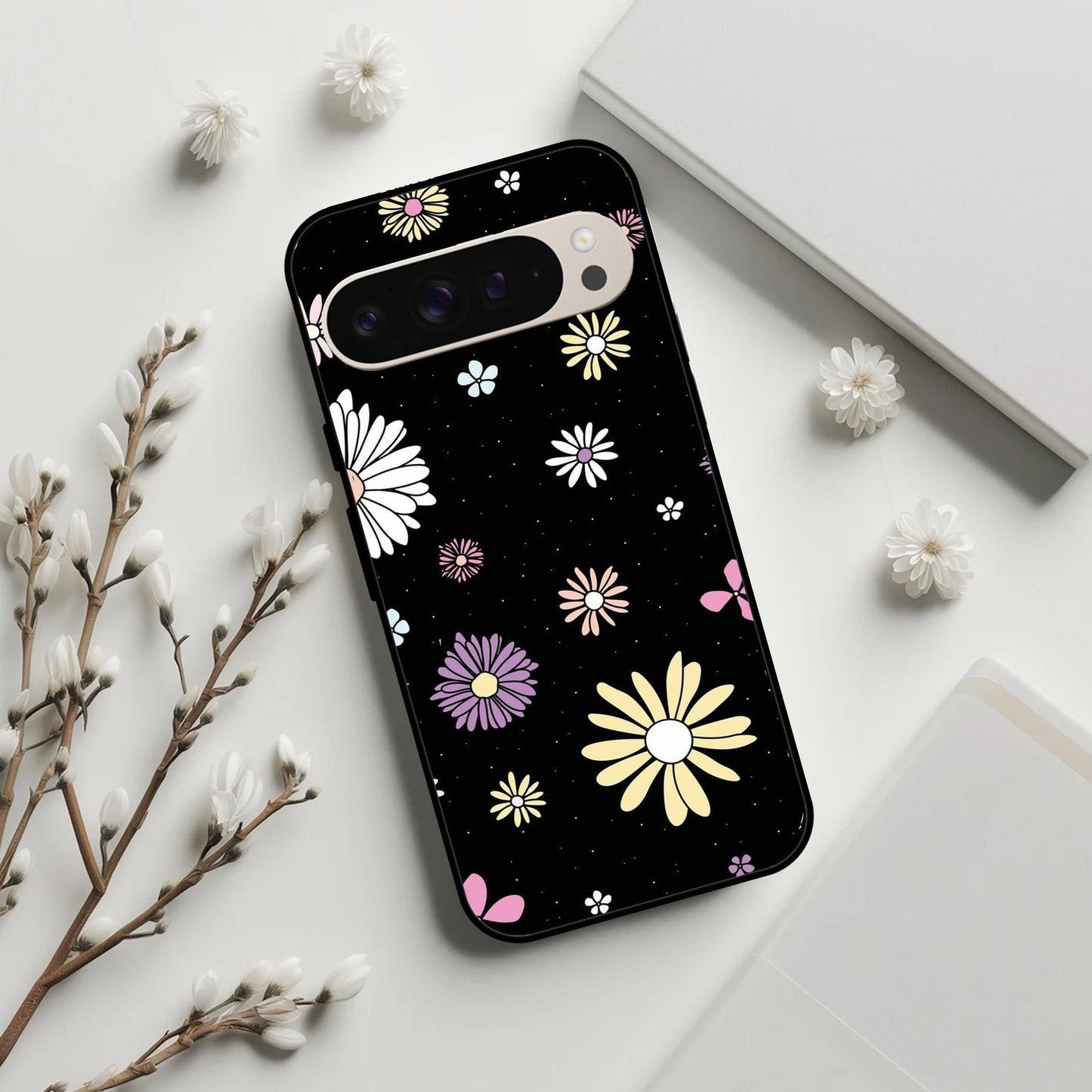 Seamless Floral  Glossy Metal Case Cover For Google