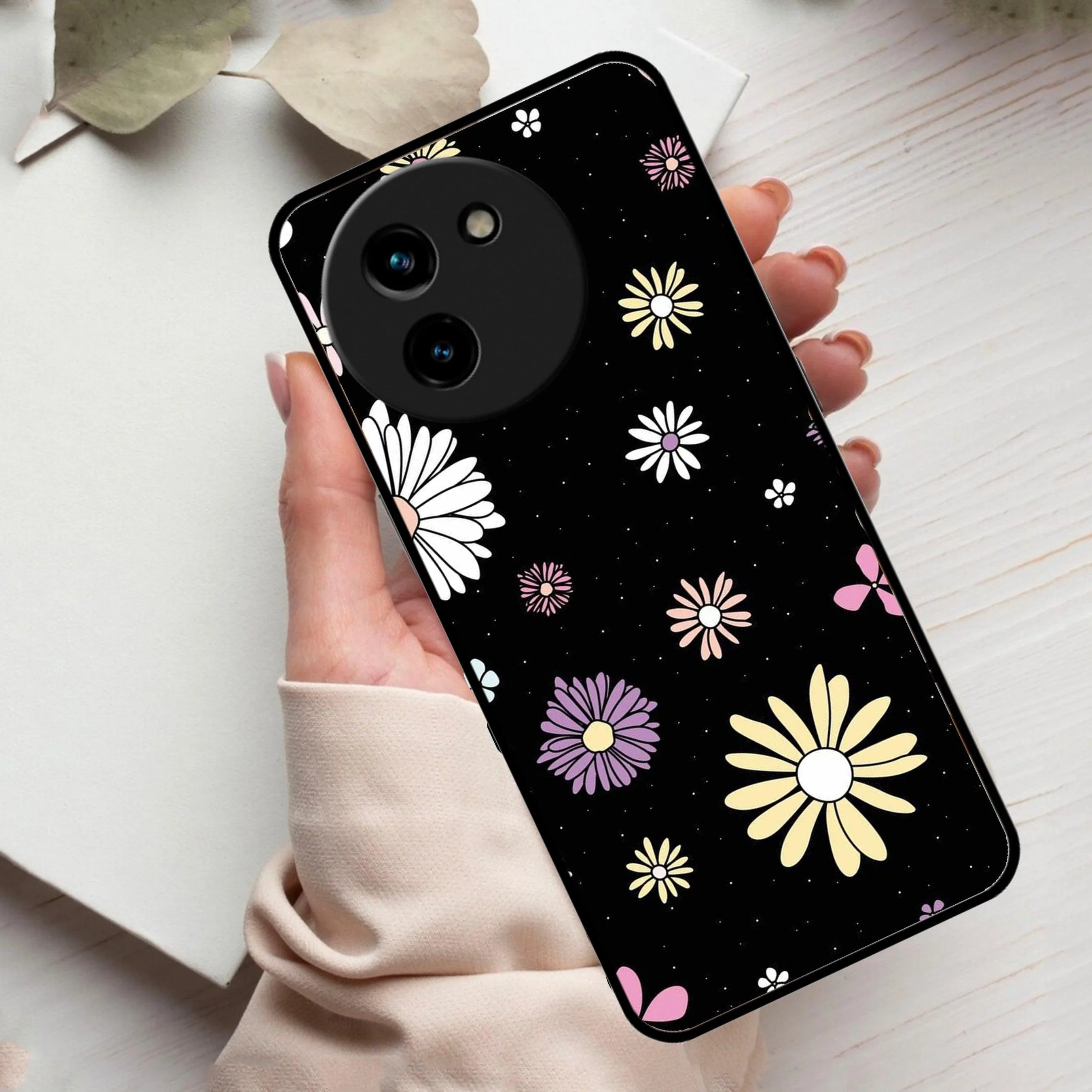 Seamless Floral Glossy Metal Case Cover For Vivo - ShopOnCliQ