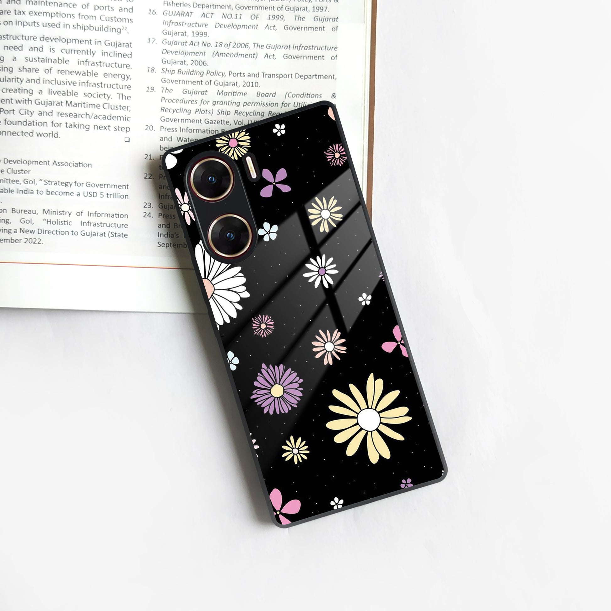 Seamless Floral Glossy Metal Case Cover For Vivo ShopOnCliQ