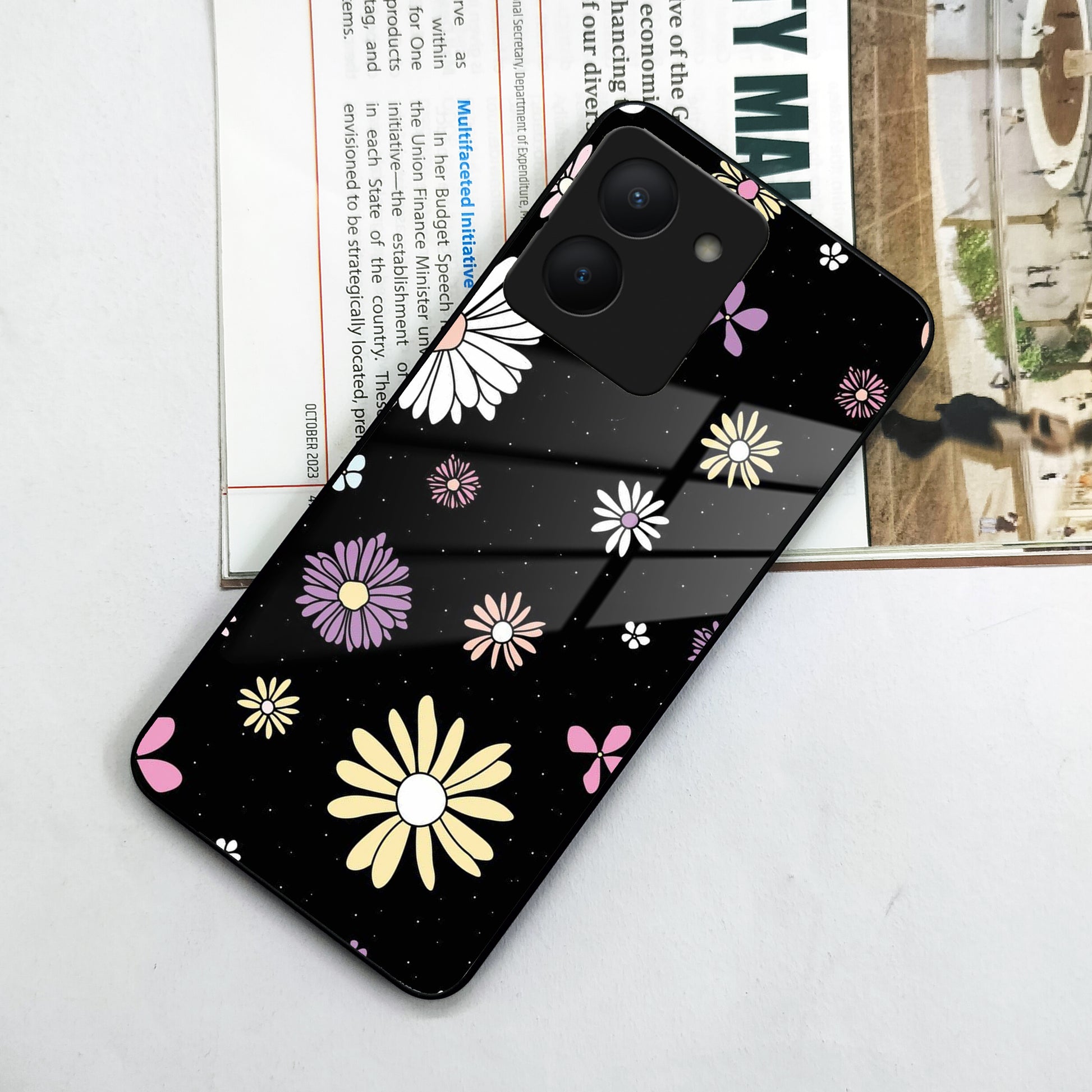 Seamless Floral Glossy Metal Case Cover For Vivo ShopOnCliQ