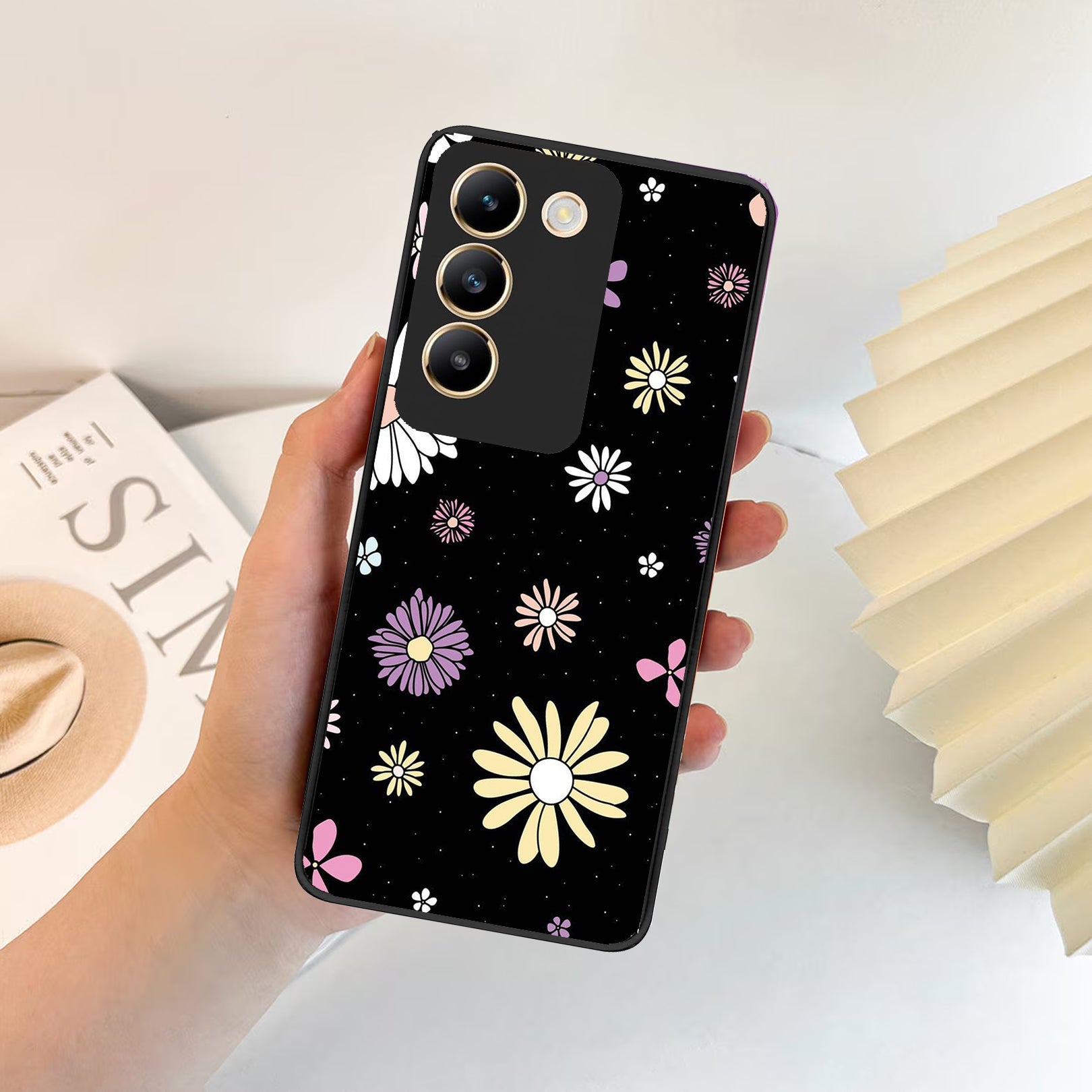 Seamless Floral Glossy Metal Case Cover For Vivo ShopOnCliQ