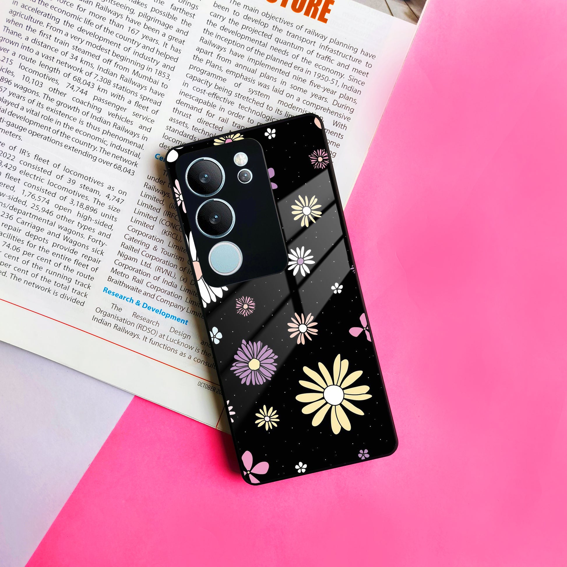 Seamless Floral Glossy Metal Case Cover For Vivo ShopOnCliQ