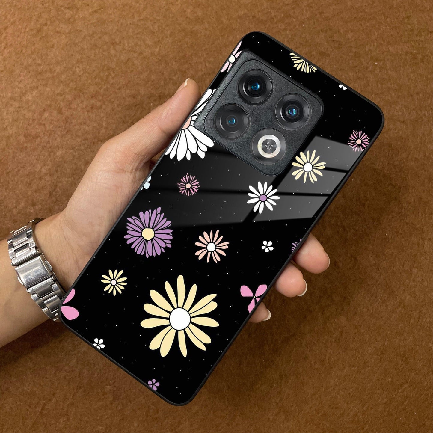 Seamless Floral Print Glass Case Cover For OnePlus