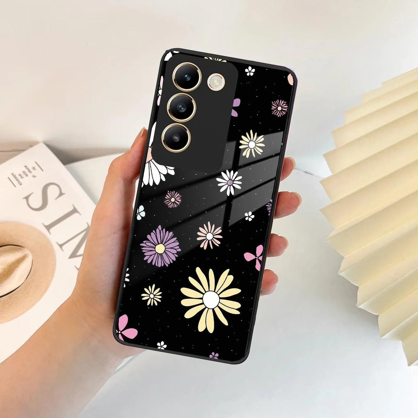 Seamless Floral Print Glass Case Cover For iQOO - ShopOnCliQ