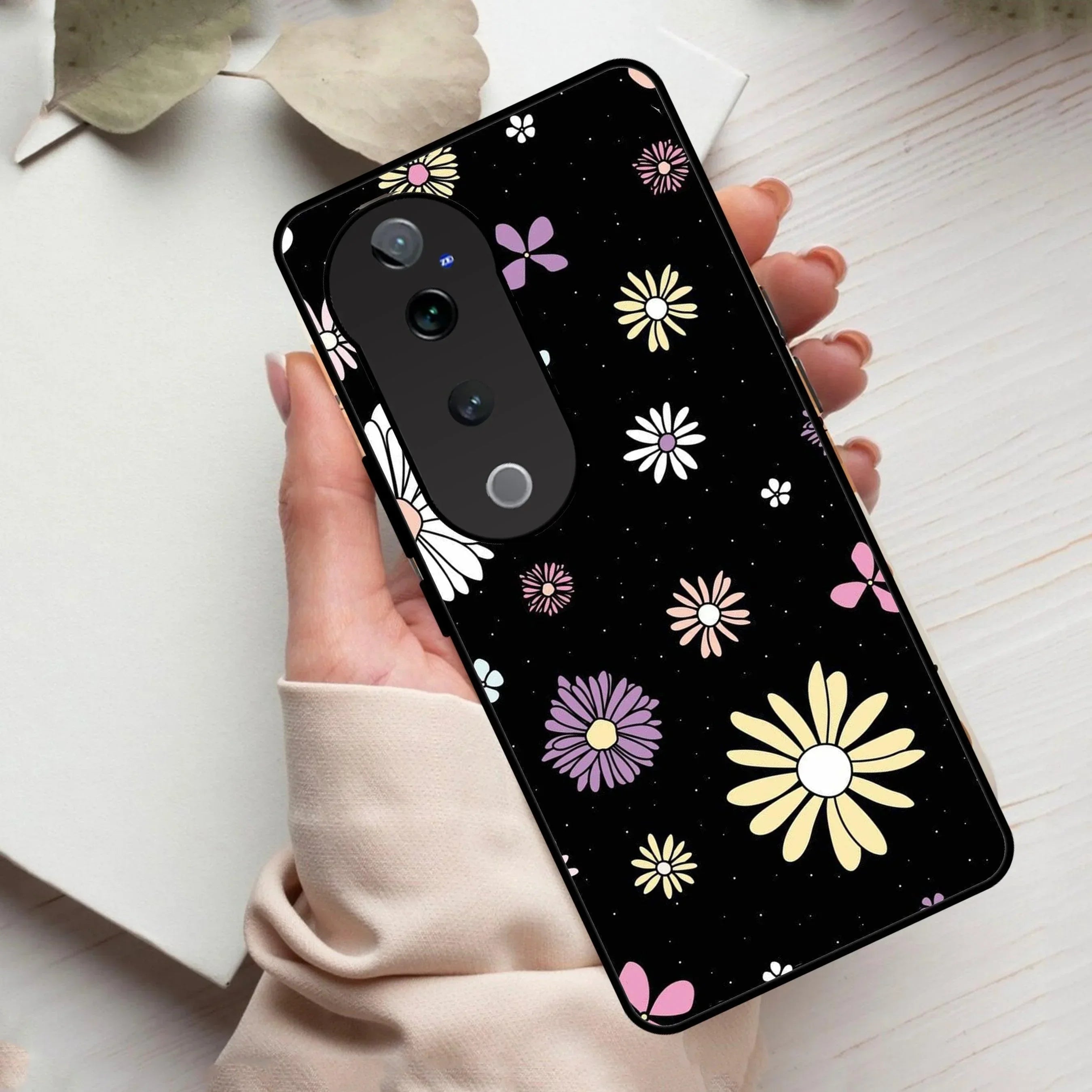 Seamless Floral Print Glass Case Cover For Vivo - ShopOnCliQ
