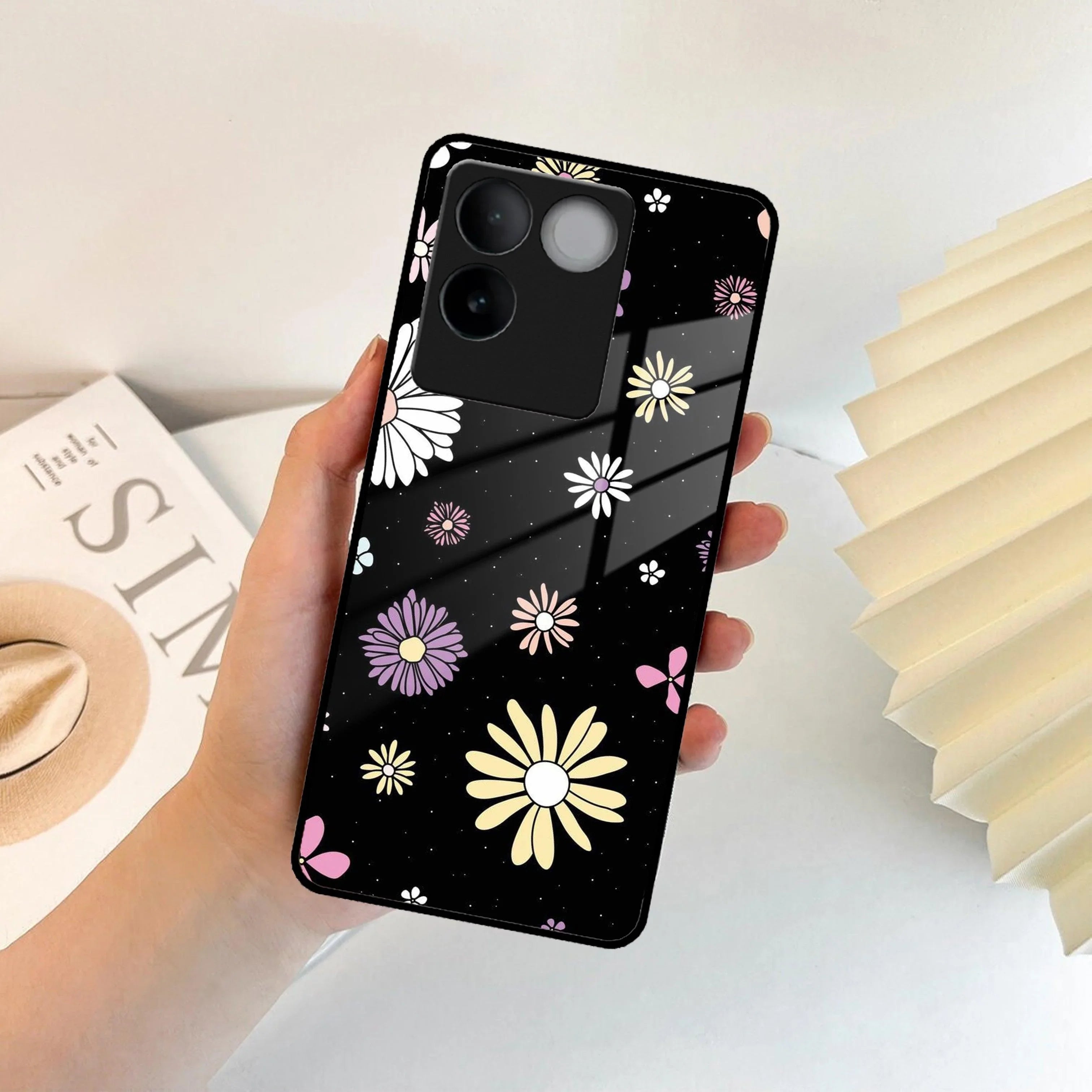 Seamless Floral Print Glass Case Cover For iQOO - ShopOnCliQ