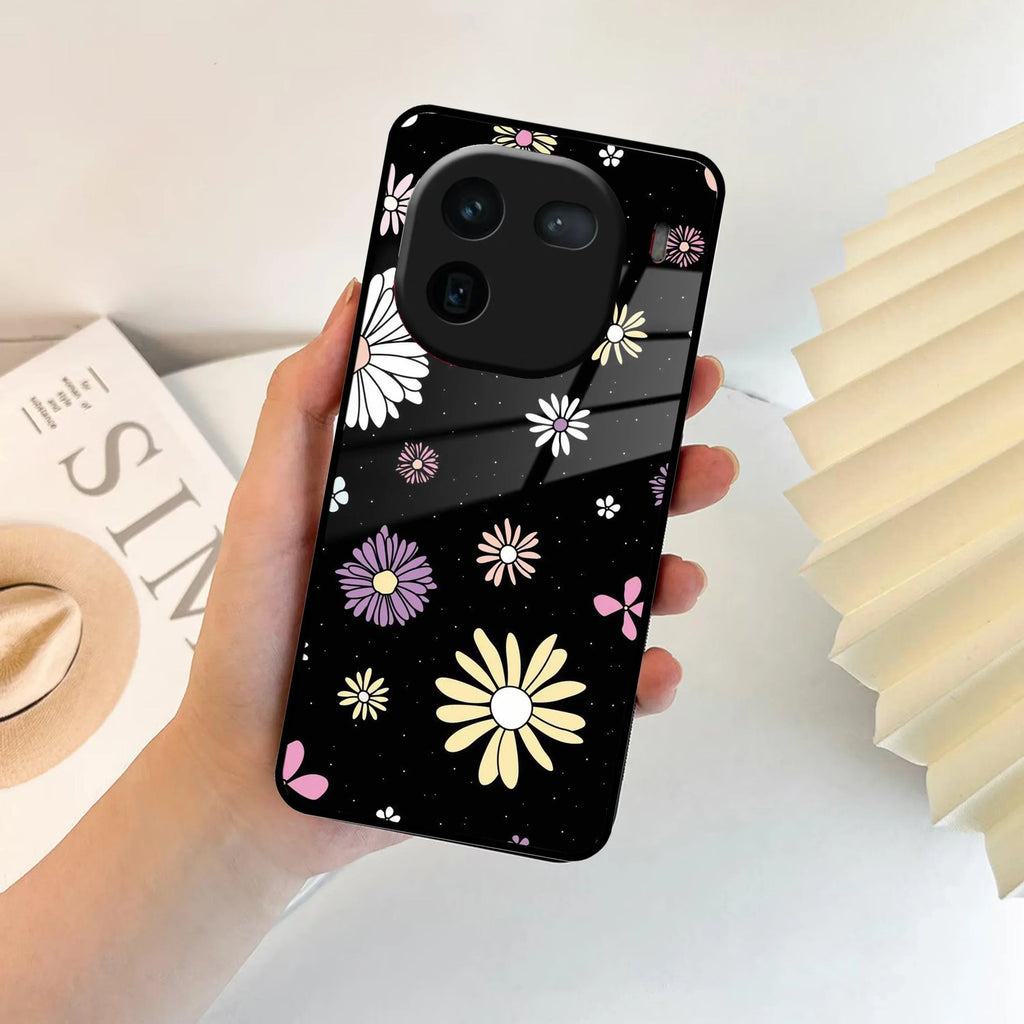 Seamless Floral Print Glass Case Cover For Vivo - ShopOnCliQ