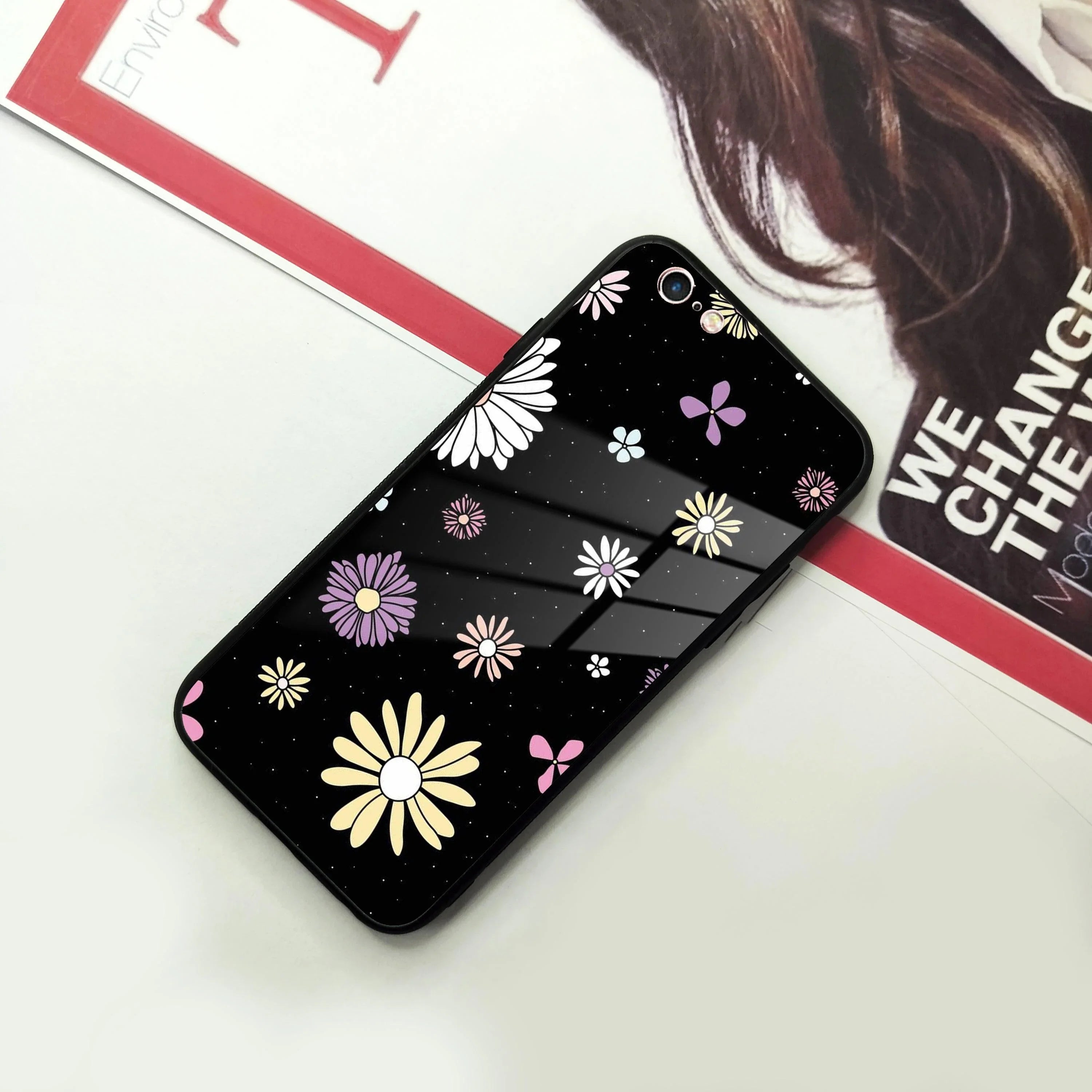 Seamless Floral Print Glass Case Cover For iPhone - ShopOnCliQ