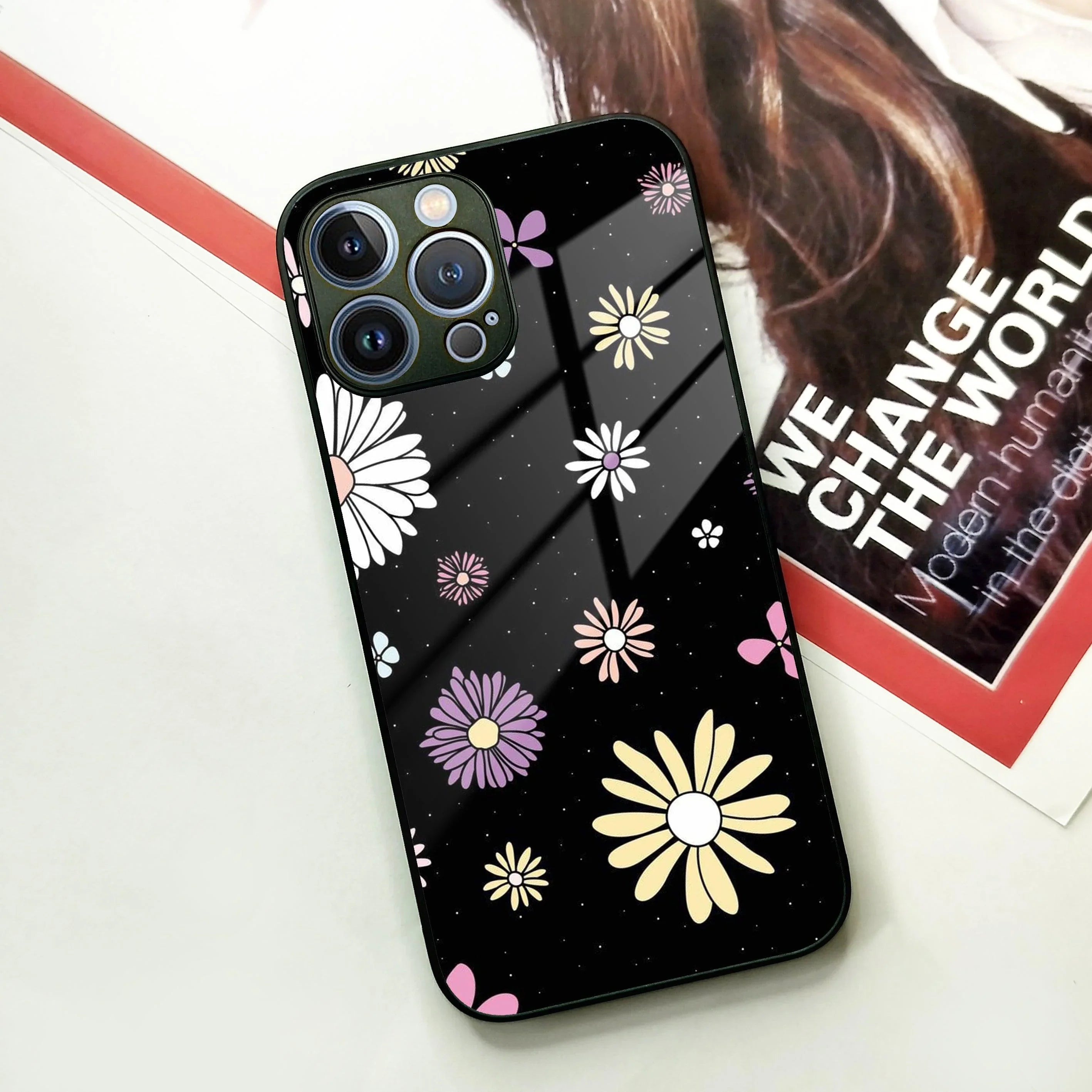 Seamless Floral Print Glass Case Cover For iPhone - ShopOnCliQ