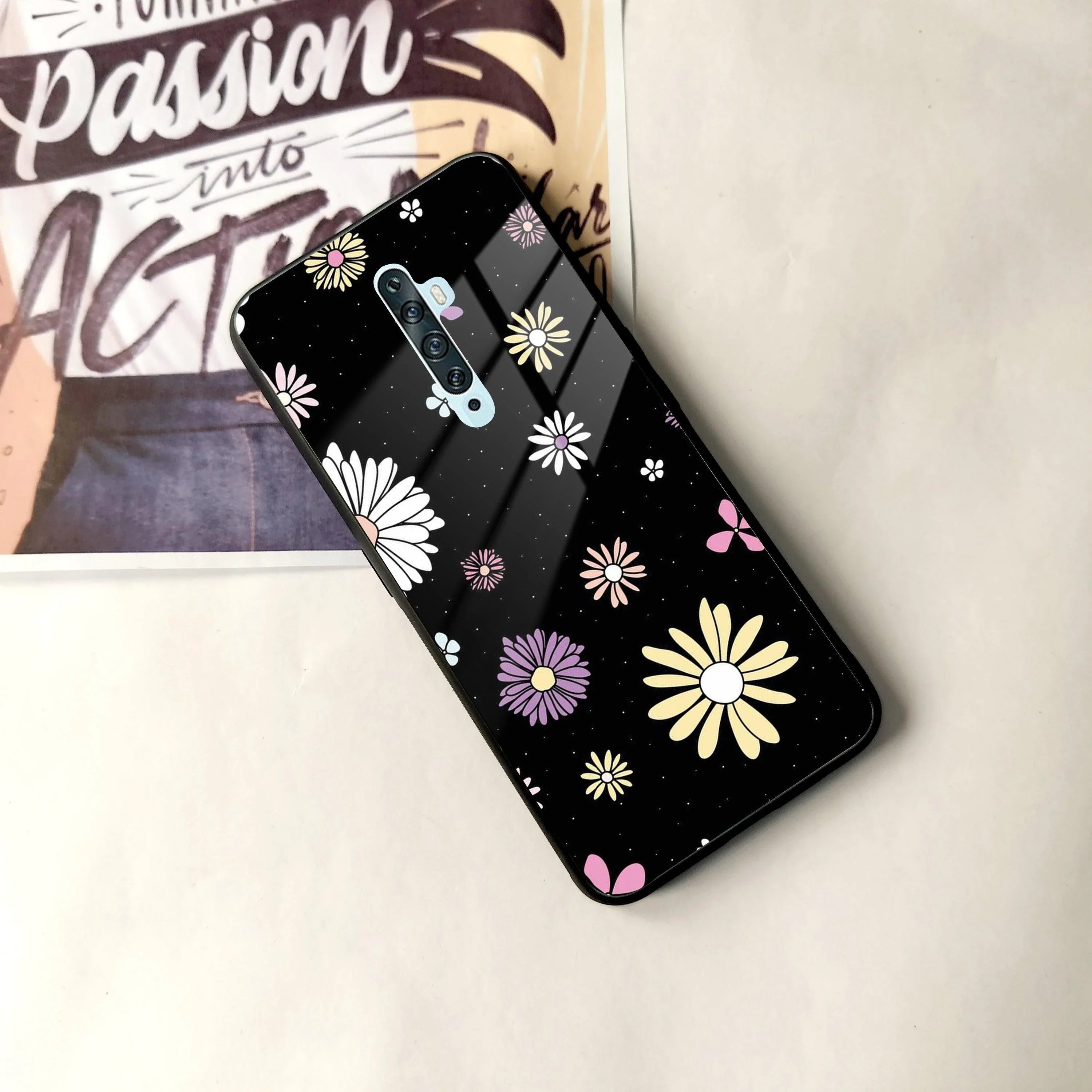 Seamless Floral Print Glass Case Cover Oppo - ShopOnCliQ