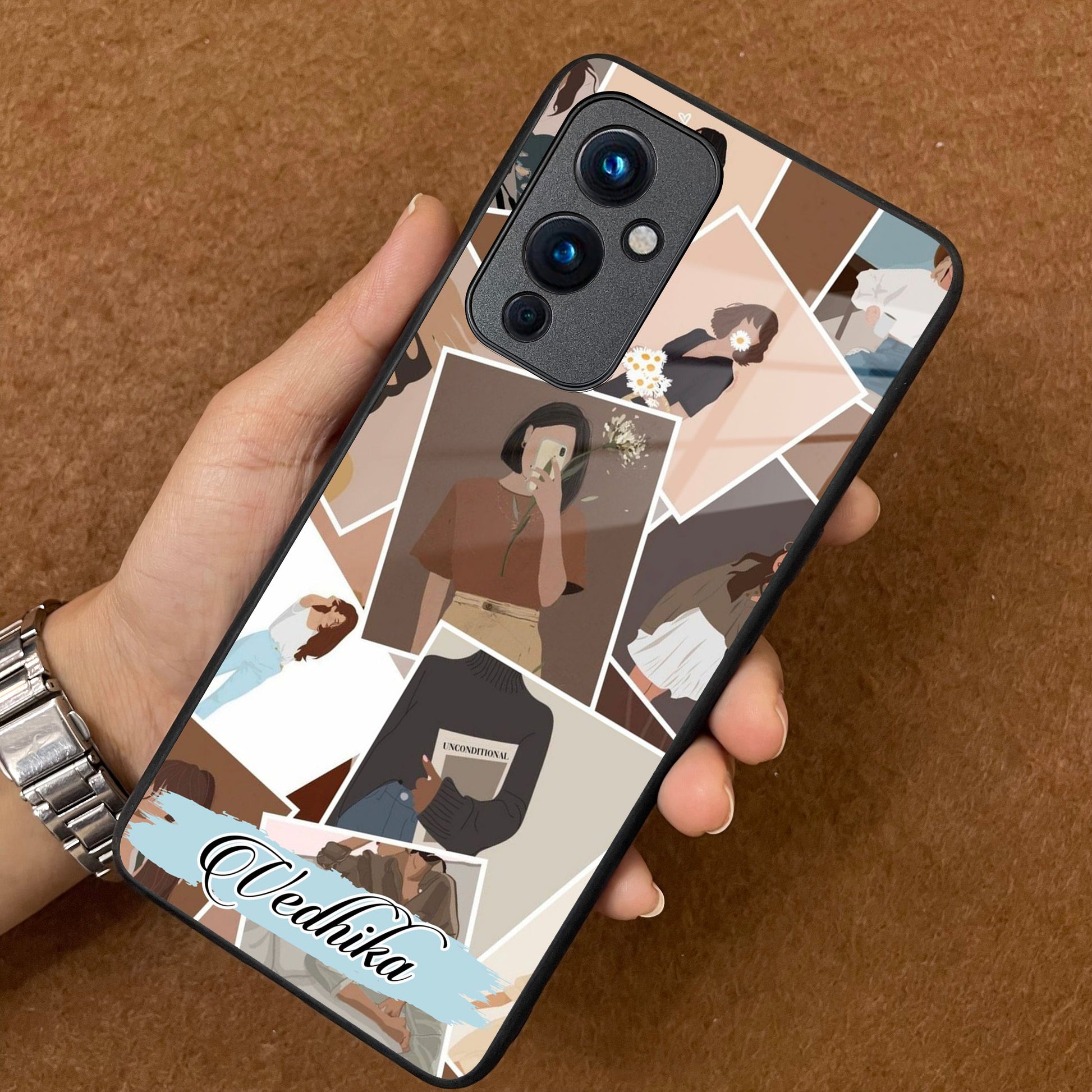 Selfie Girl Collage Glass Case Cover For OnePlus ShopOnCliQ