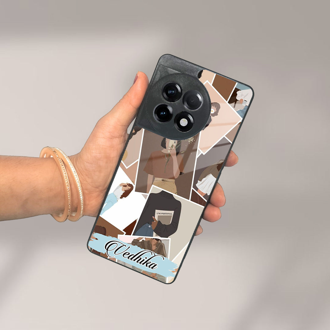 Selfie Girl Collage Glass Case Cover For OnePlus ShopOnCliQ