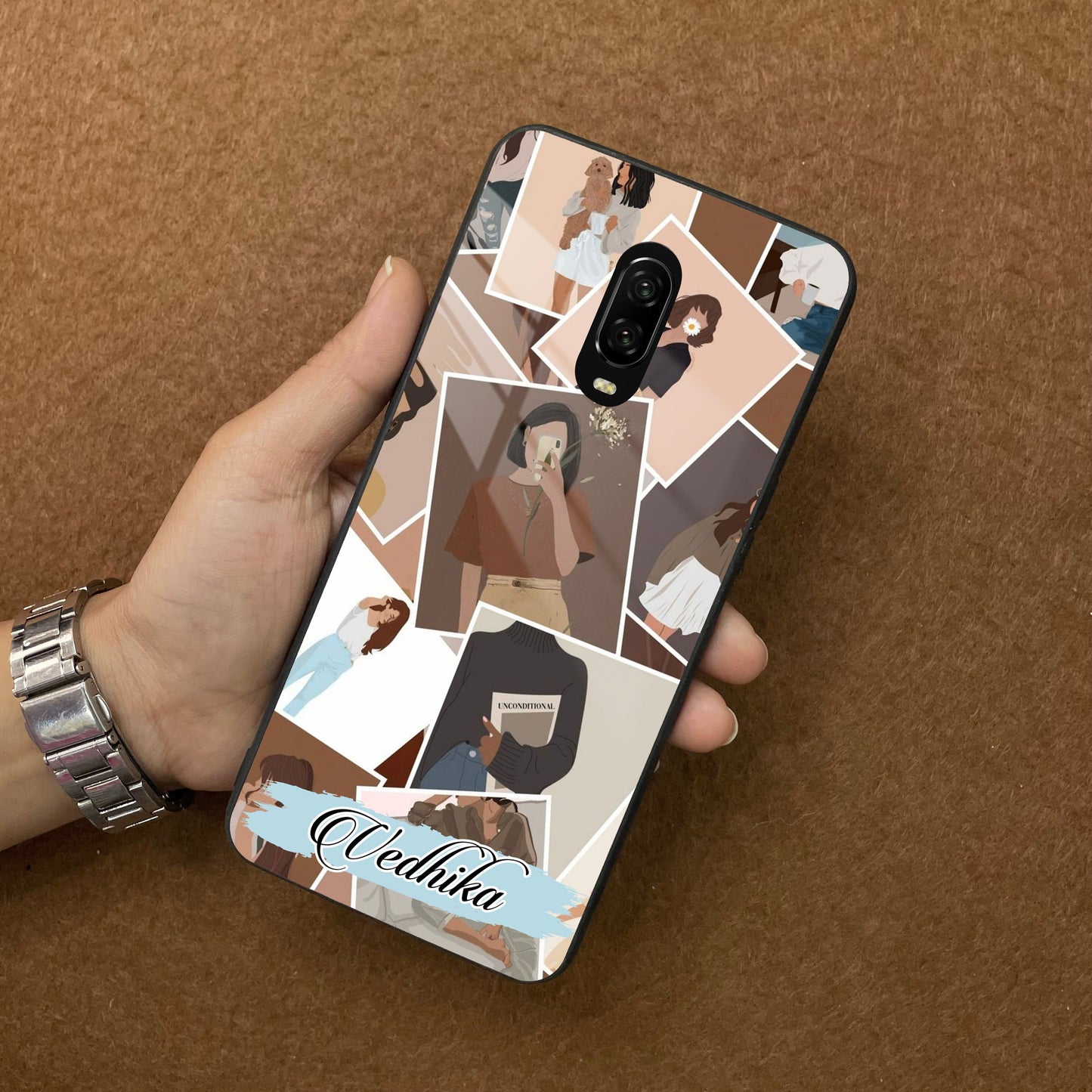 Selfie Girl Collage Glass Case Cover For OnePlus ShopOnCliQ