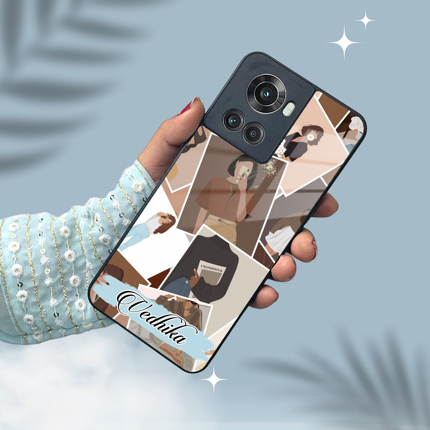 Selfie Girl Collage Glass Case Cover For OnePlus ShopOnCliQ