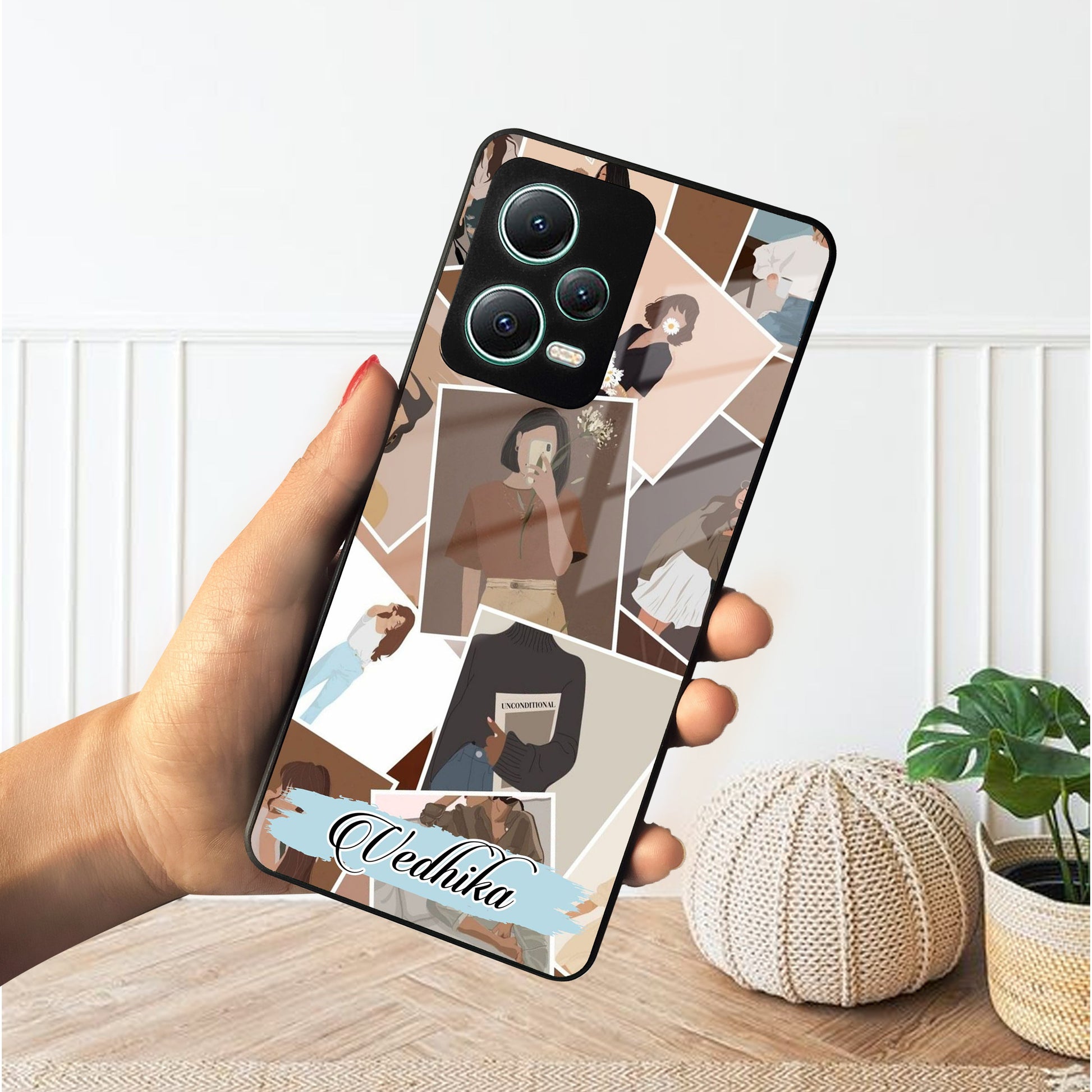 Selfie Girl Collage Glass Case Cover For Poco ShopOnCliQ