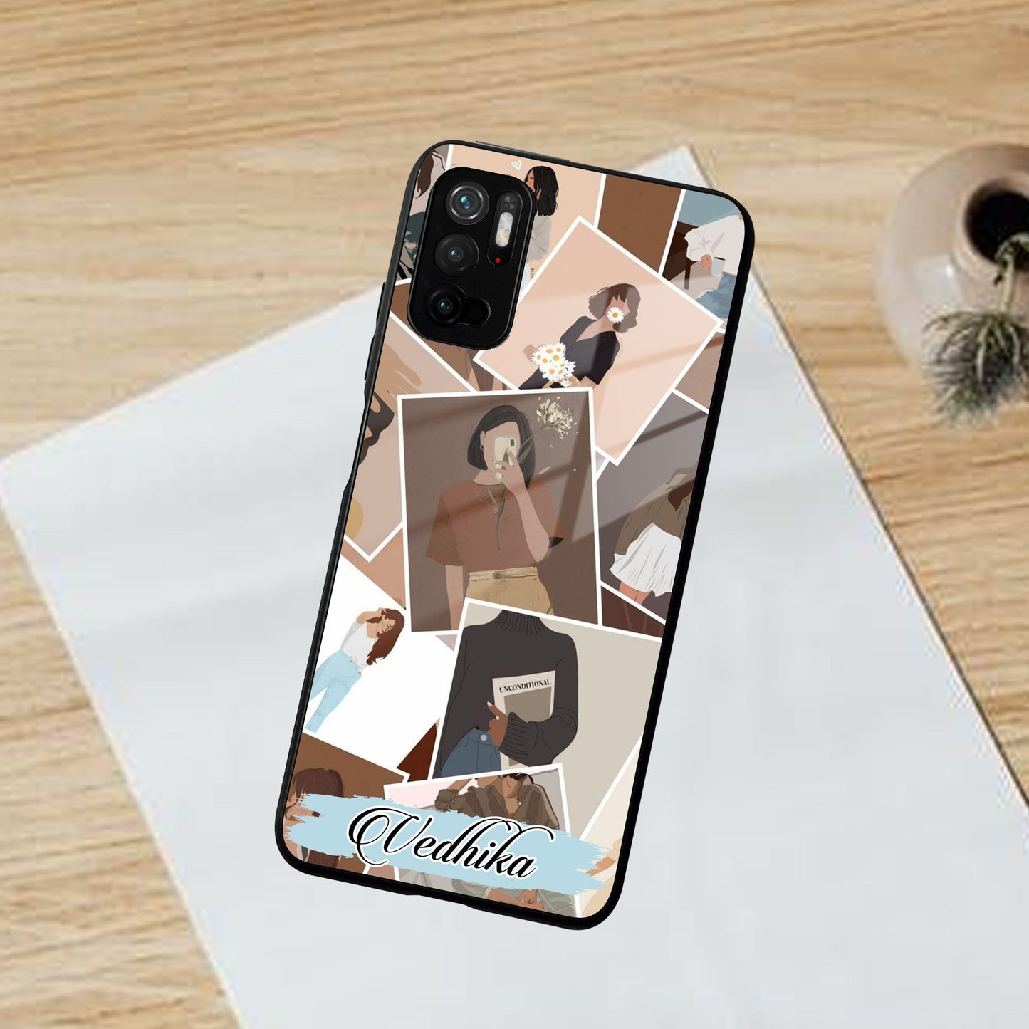 Selfie Girl Collage Glass Case Cover For Poco ShopOnCliQ