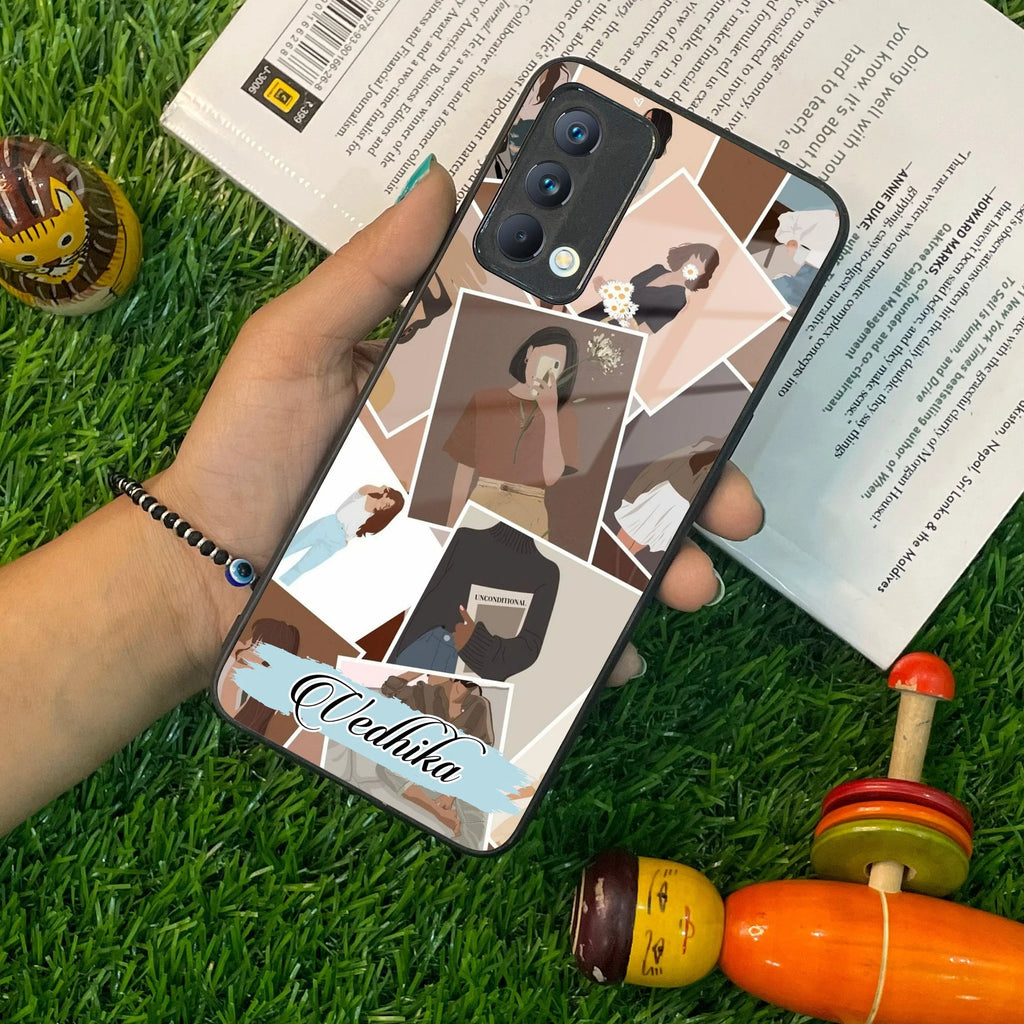 Selfie Girl Collage Glass Case Cover For Realme/Narzo - ShopOnCliQ