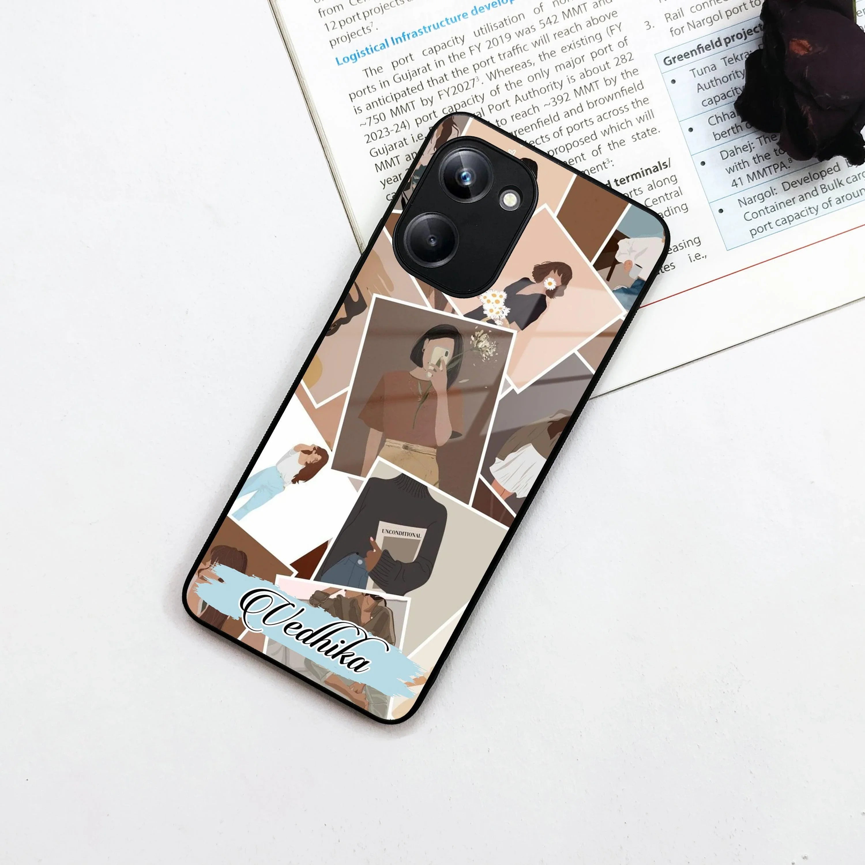 Selfie Girl Collage Glass Case Cover For Realme/Narzo - ShopOnCliQ