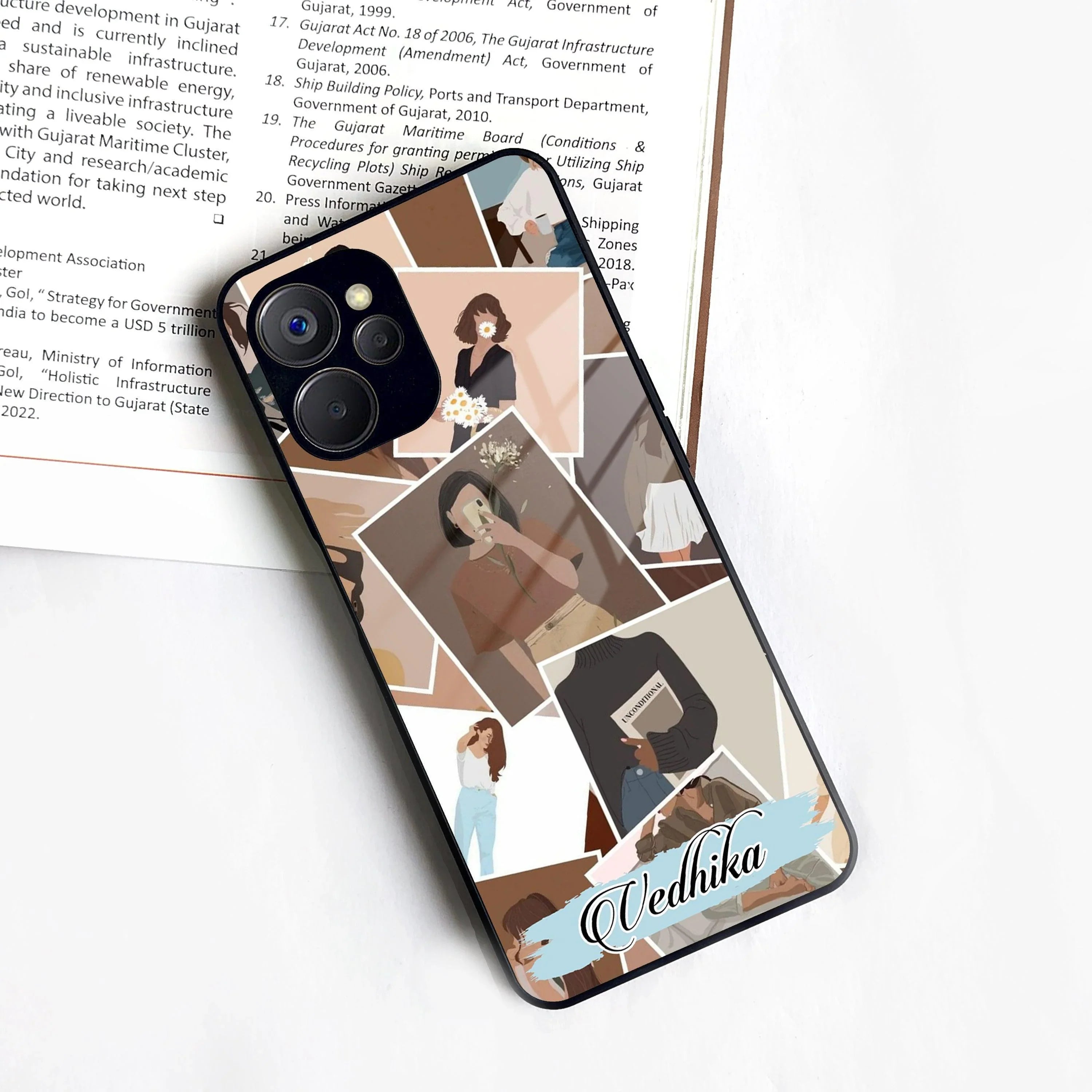 Selfie Girl Collage Glass Case Cover For Realme/Narzo - ShopOnCliQ