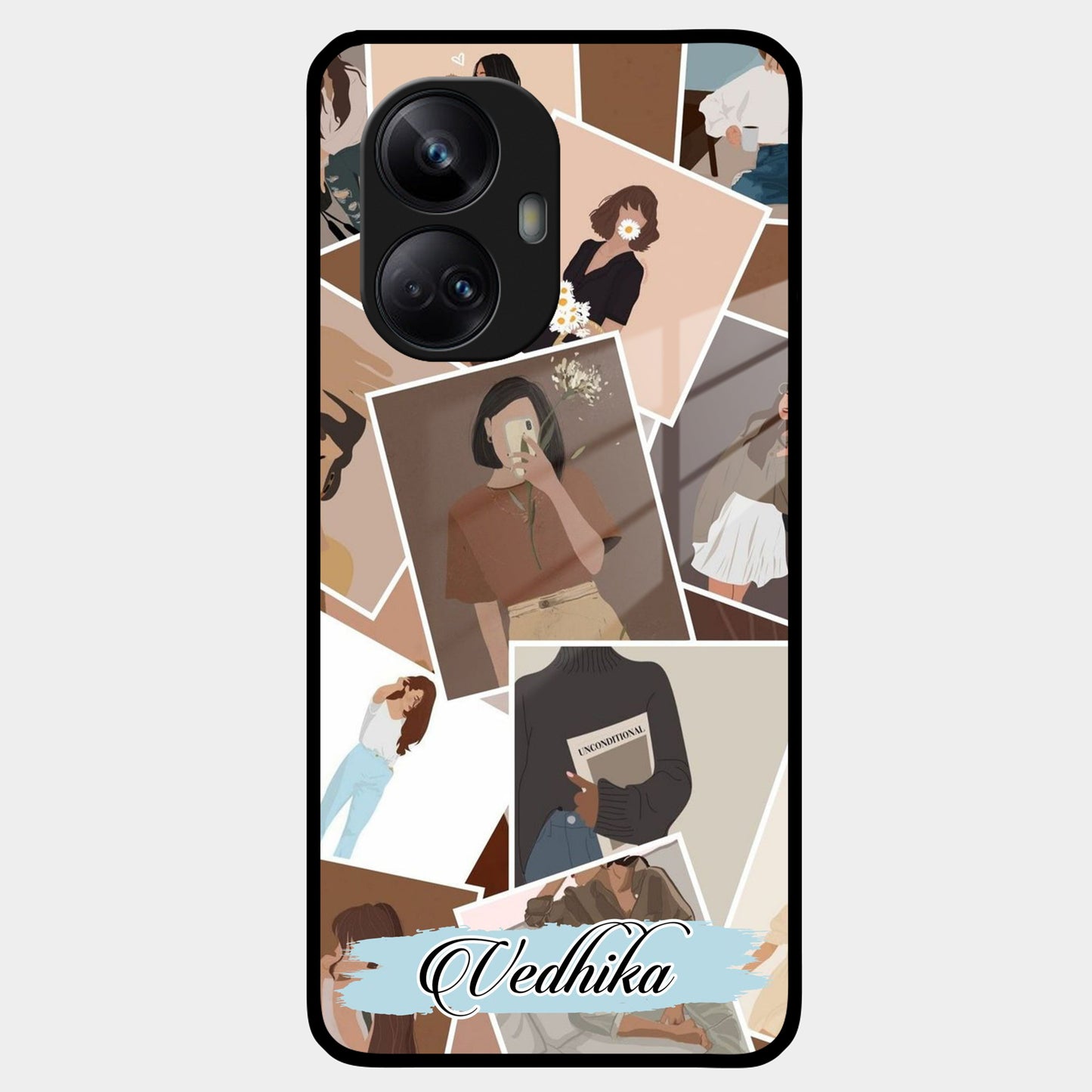 Selfie Girl Collage Glass Case Cover For Realme/Narzo ShopOnCliQ