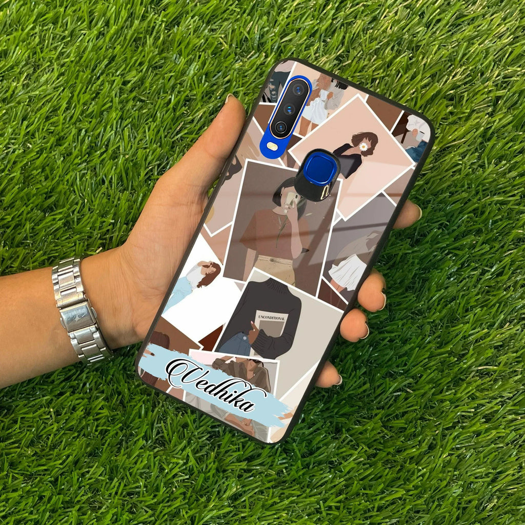 Selfie Girl Collage Glass Case Cover For Vivo - ShopOnCliQ