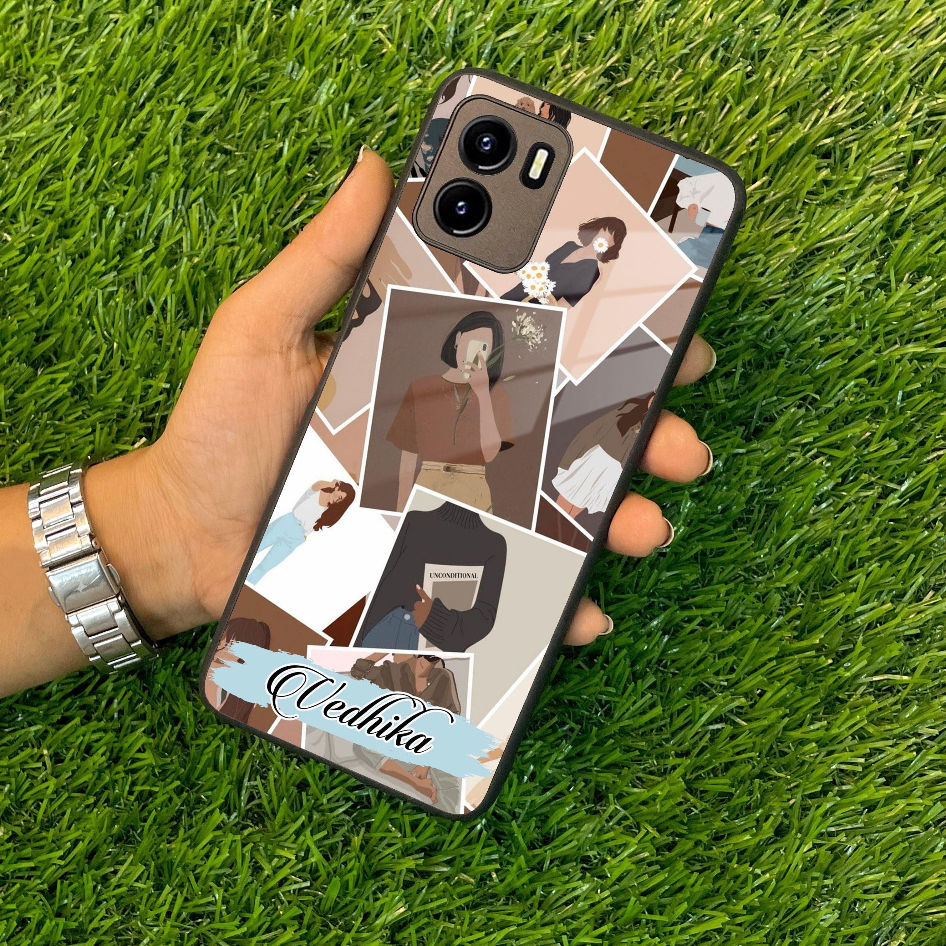 Selfie Girl Collage Glass Case Cover For Vivo - ShopOnCliQ