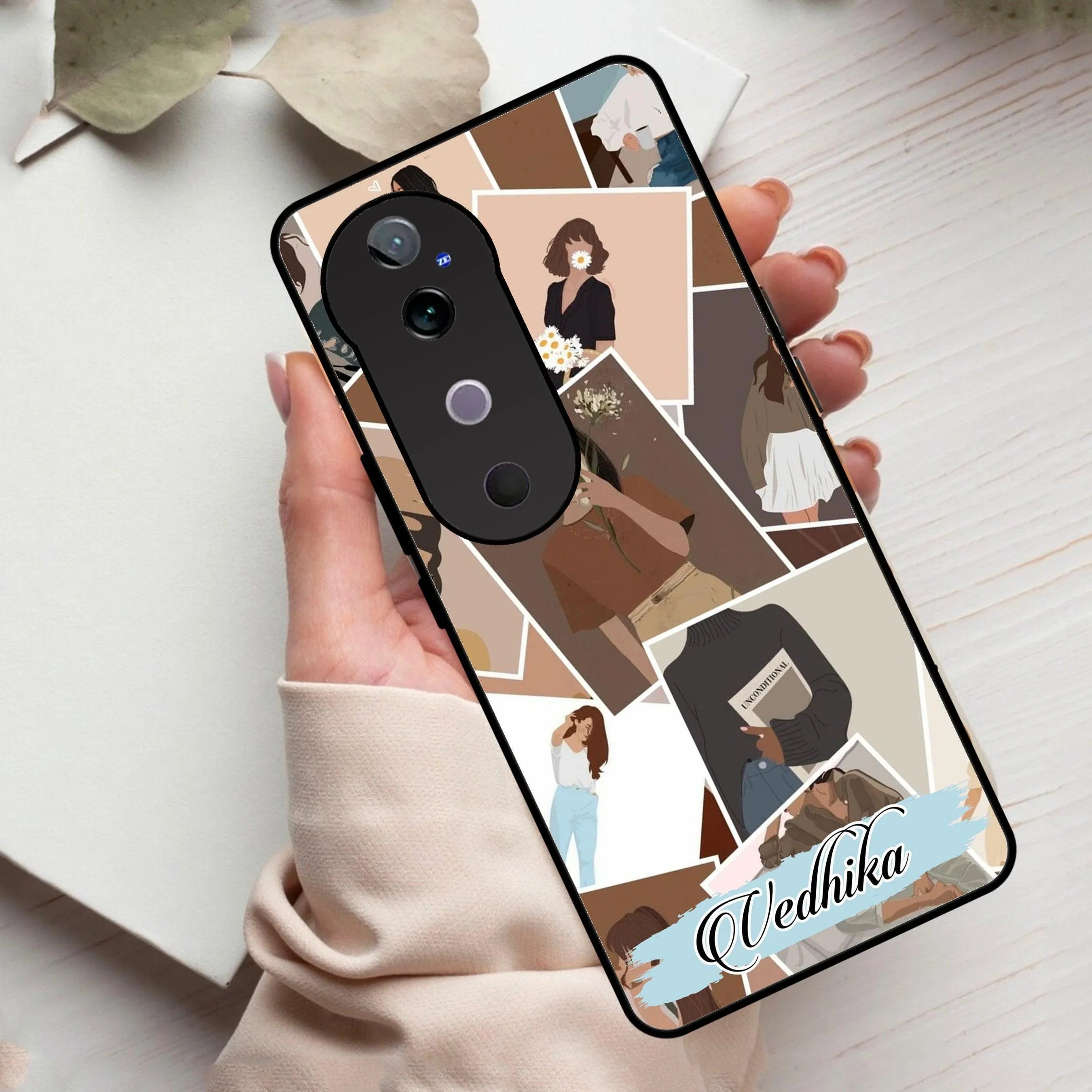 Selfie Girl Collage Glass Case Cover For Vivo - ShopOnCliQ