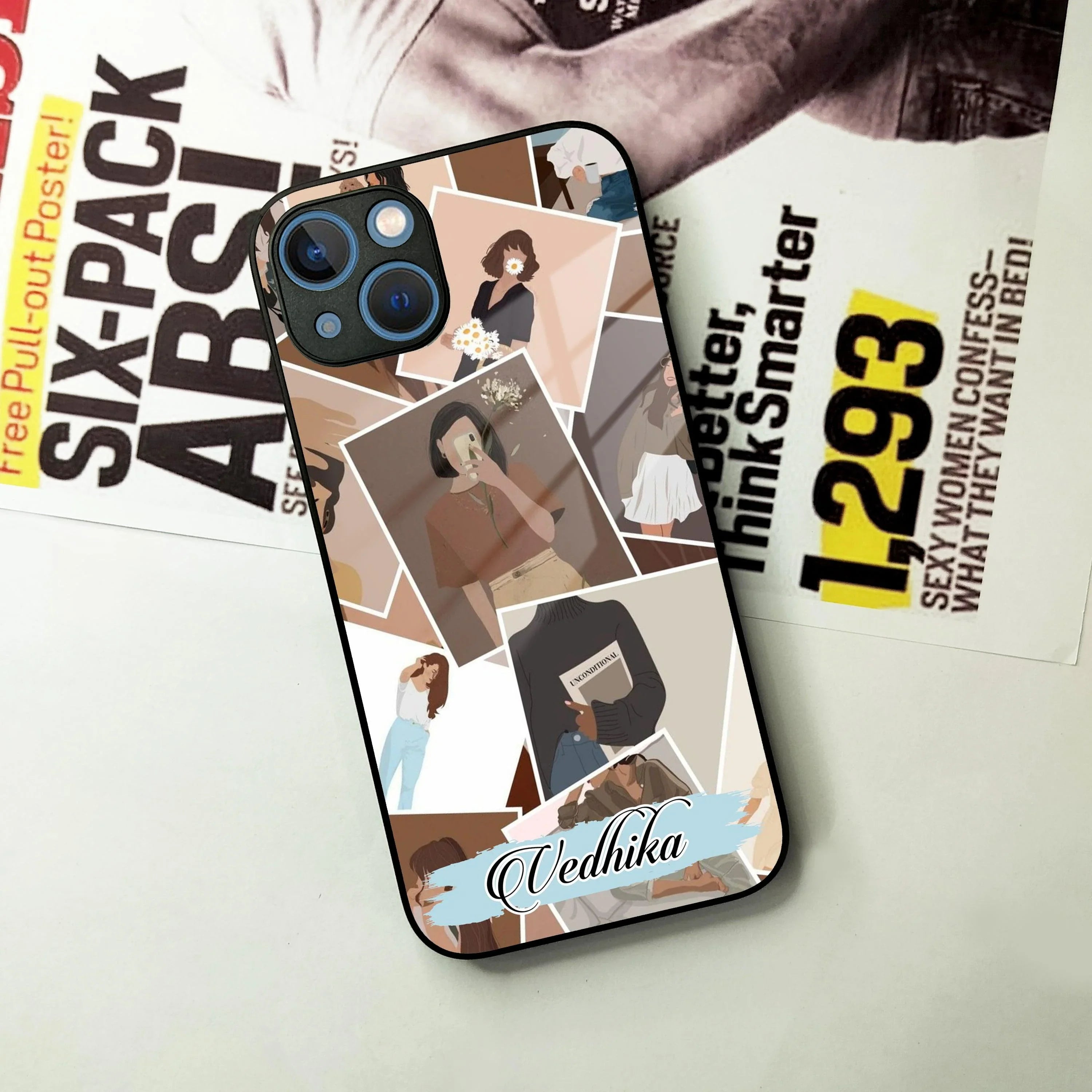 Selfie Girl Collage Glass Case Cover For iPhone - ShopOnCliQ