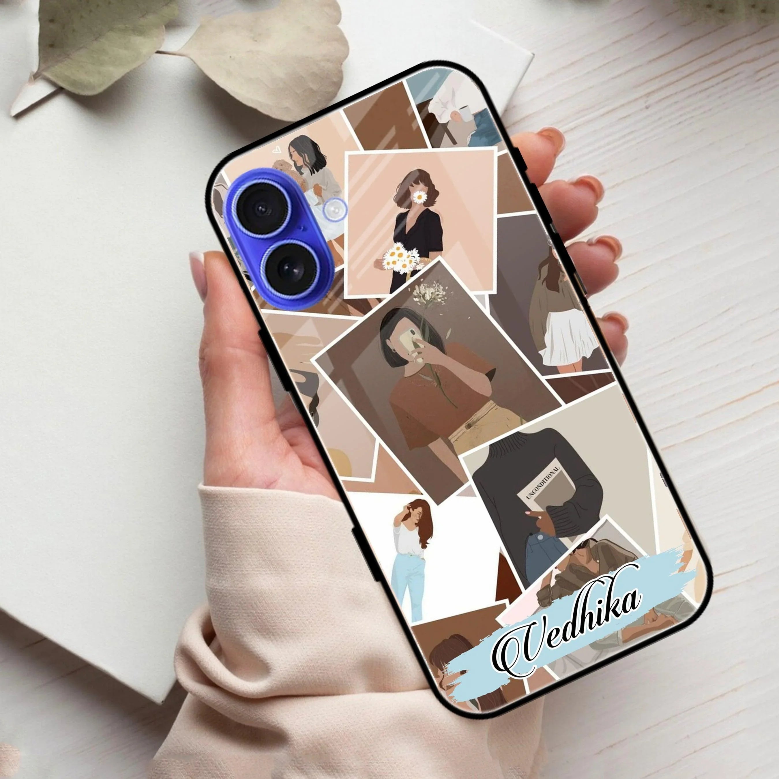 Selfie Girl Collage Glass Case Cover For iPhone - ShopOnCliQ