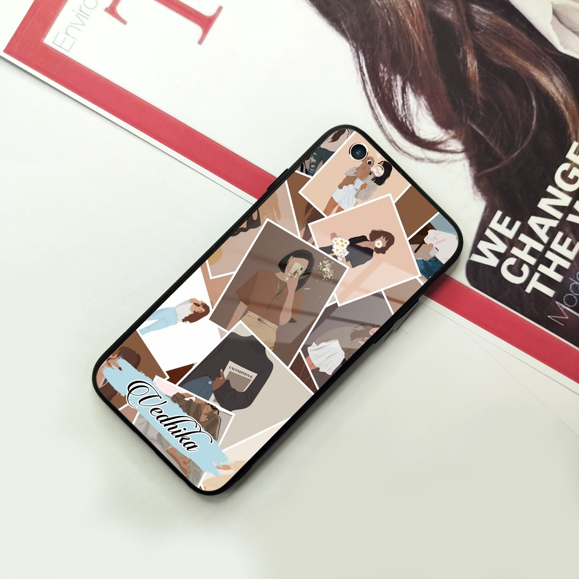 Selfie Girl Collage Glass Case Cover For iPhone ShopOnCliQ