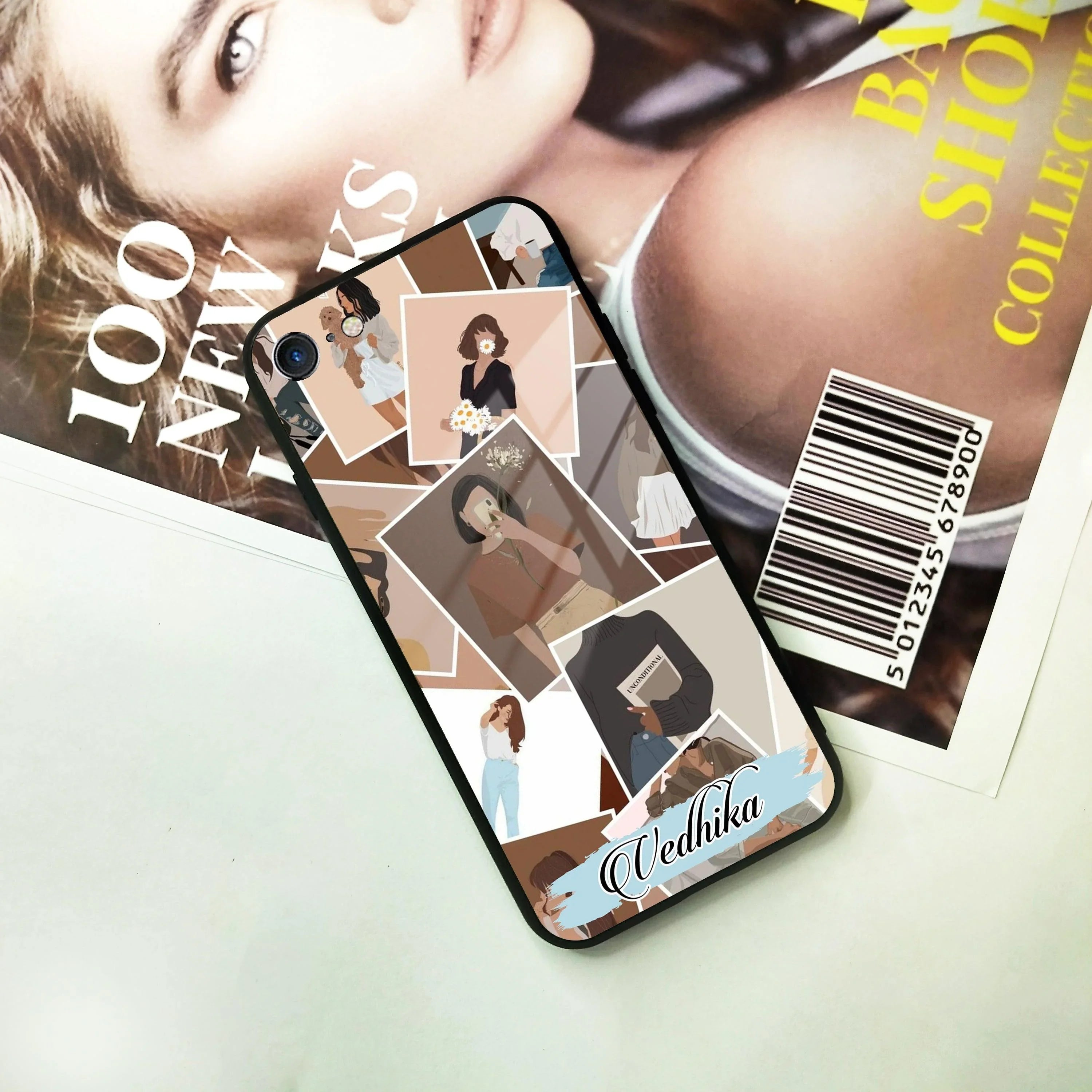 Selfie Girl Collage Glass Case Cover For iPhone - ShopOnCliQ