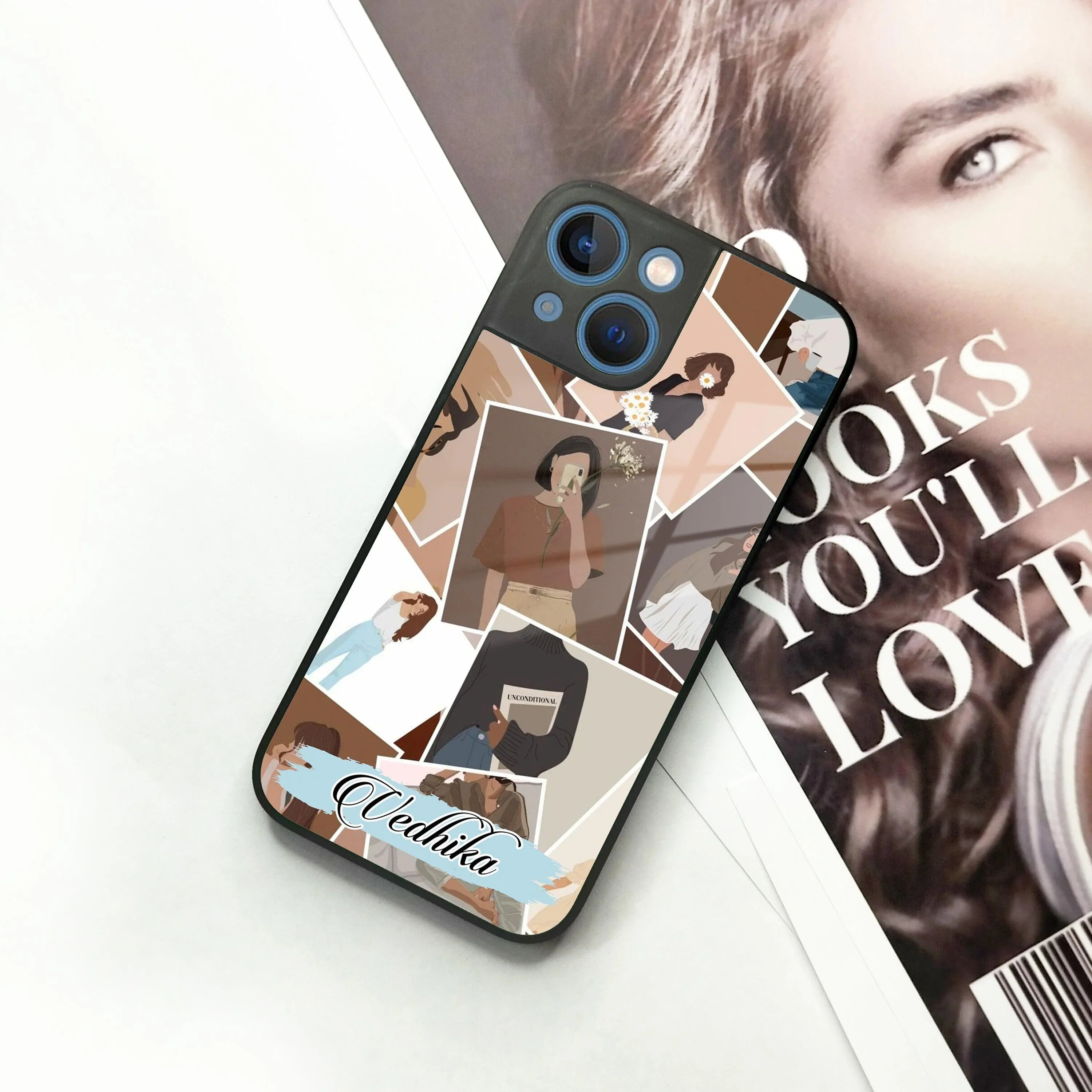 Selfie Girl Collage Glass Case Cover For iPhone - ShopOnCliQ
