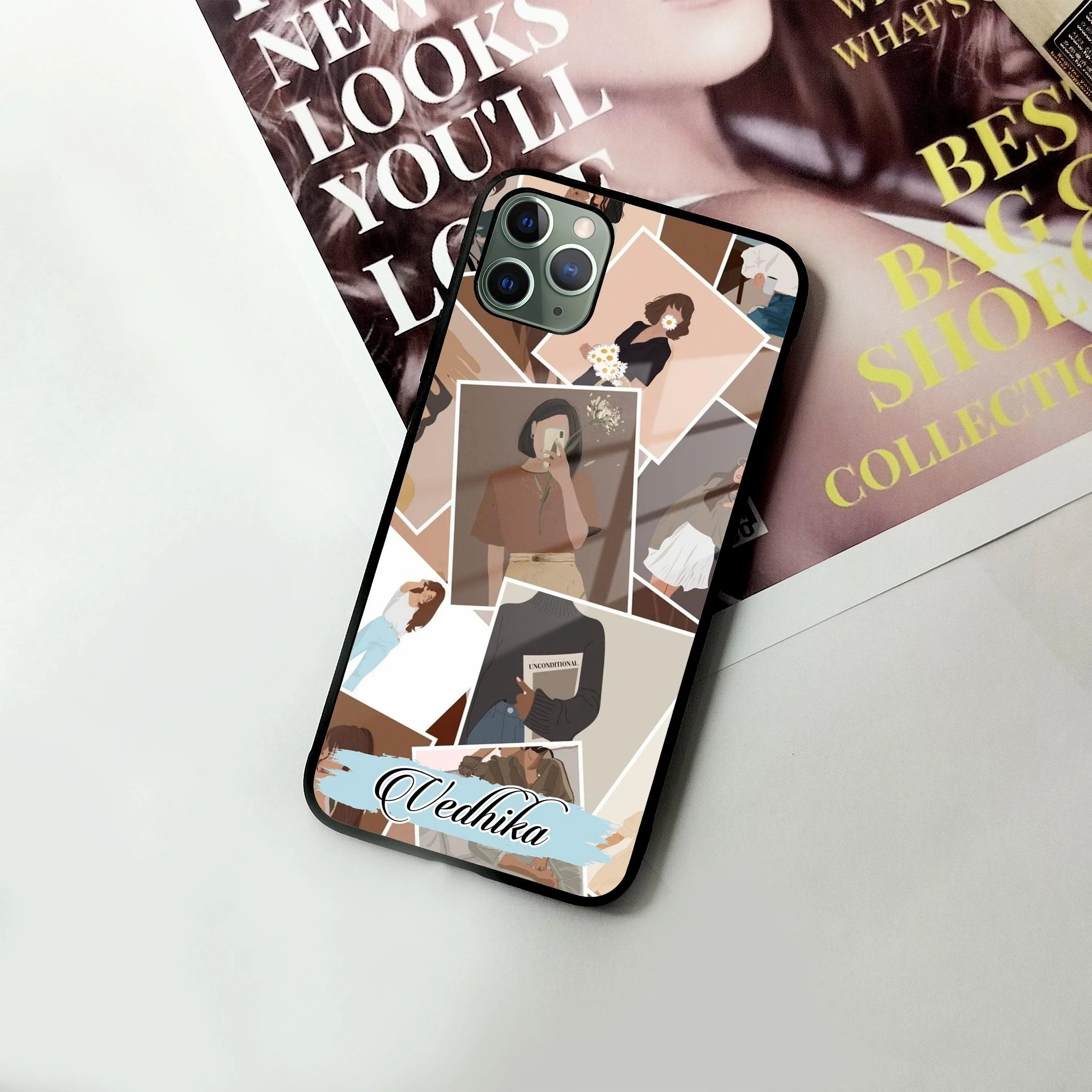 Selfie Girl Collage Glass Case Cover For iPhone - ShopOnCliQ